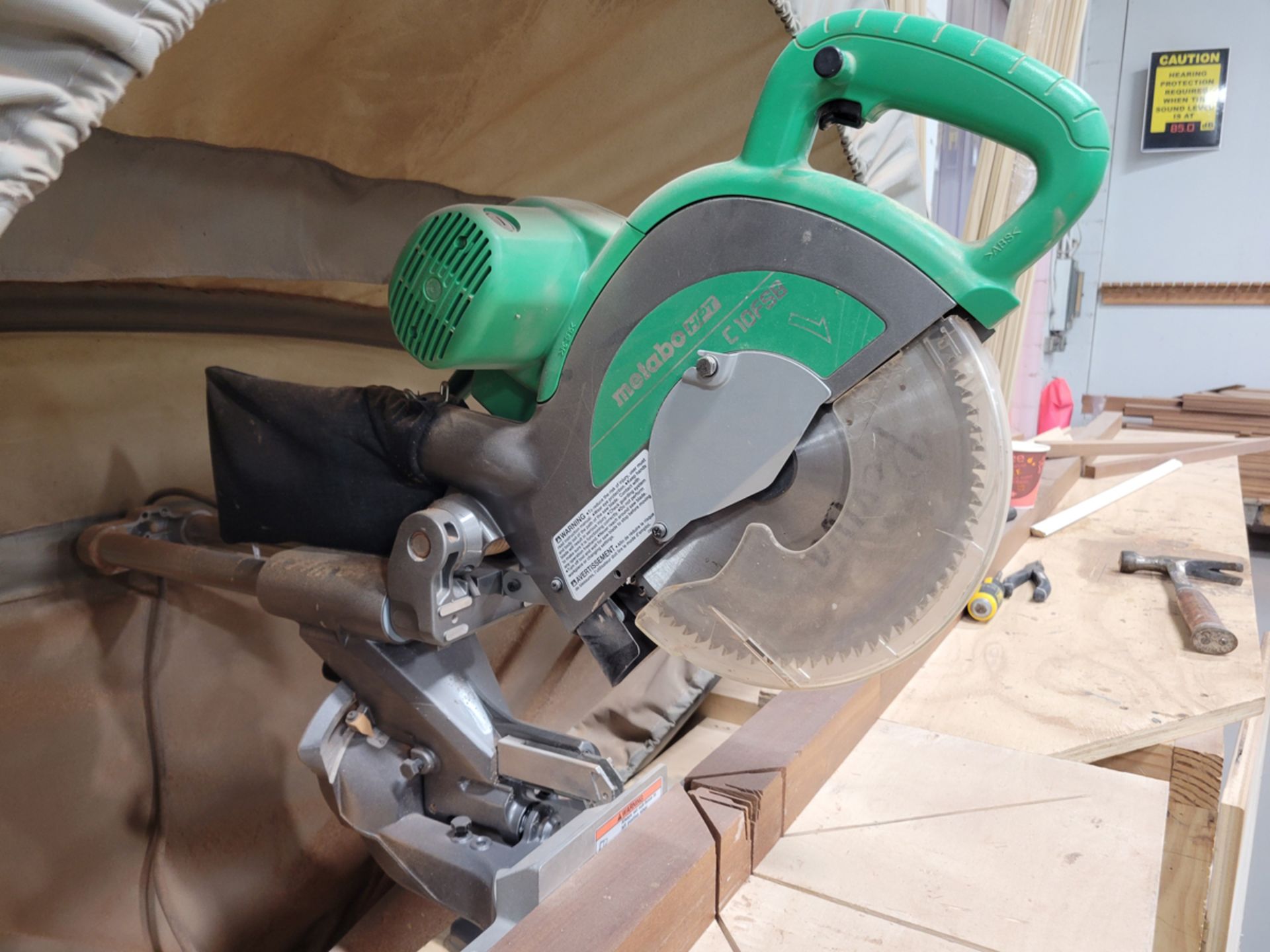 Hitachi Model: C10FSB 10" Compound Miter Saw w/ Rousseau 5000 Dust Catch - Image 3 of 6