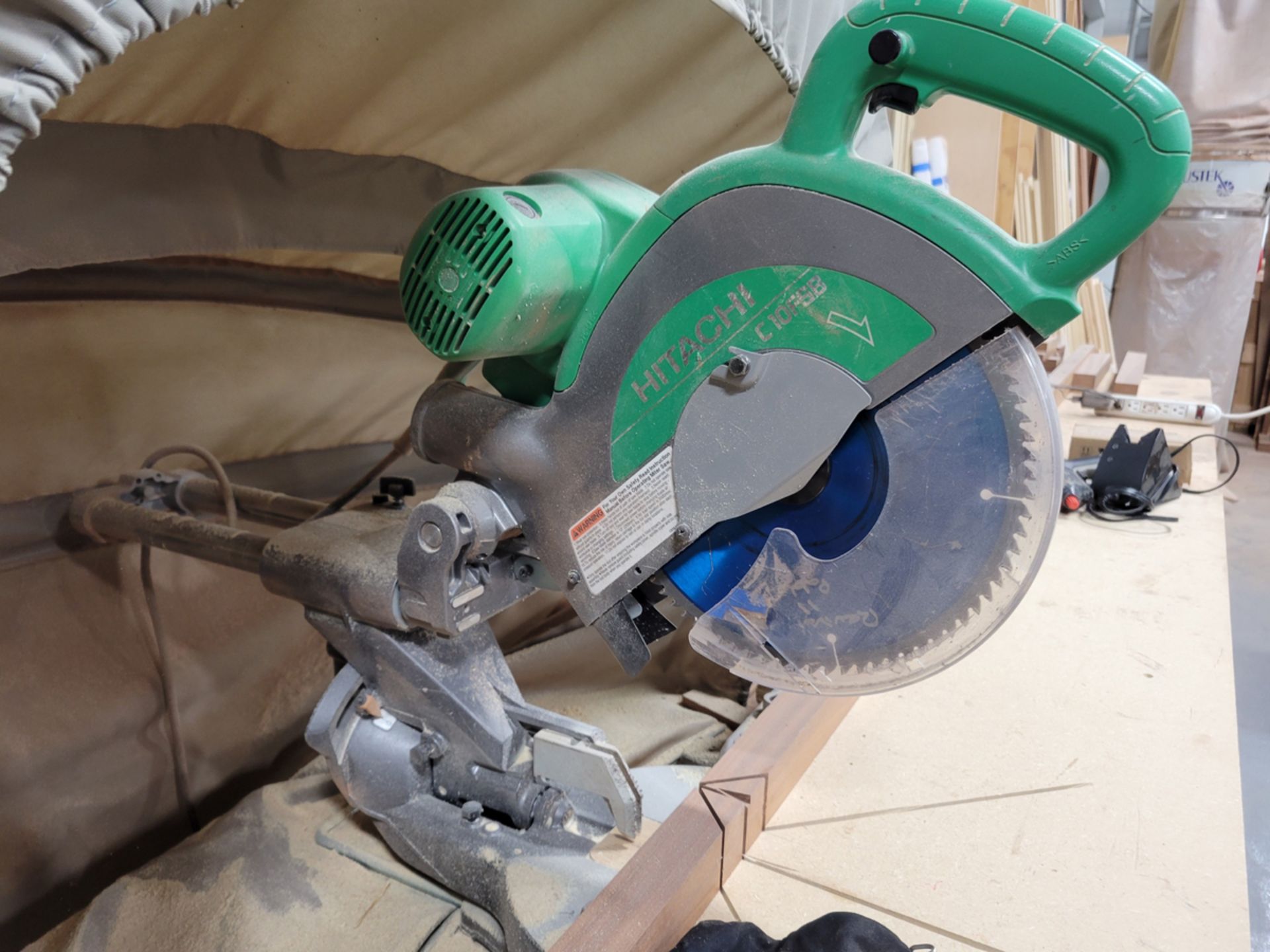 Hitachi Model C10FSB 10" Slide Compound Miter Saw w/ Rousseau 5000 Dust Catch - Image 3 of 6