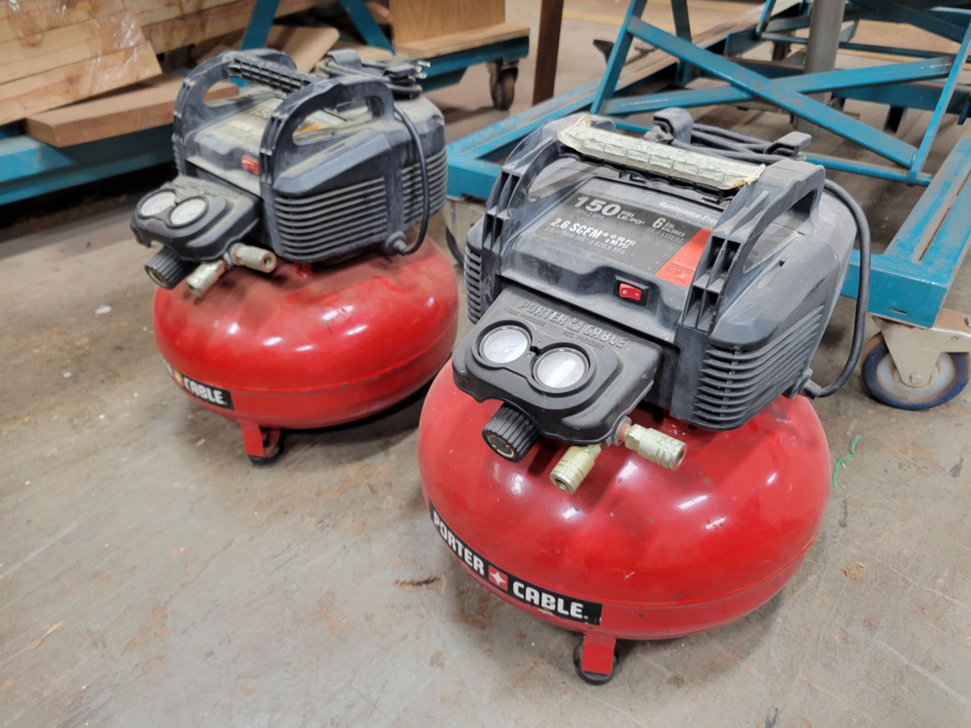 {EACH} (2) Porter Cable Model: 2002 150 PSI 6 gallon Portable Pancake Air Compressor