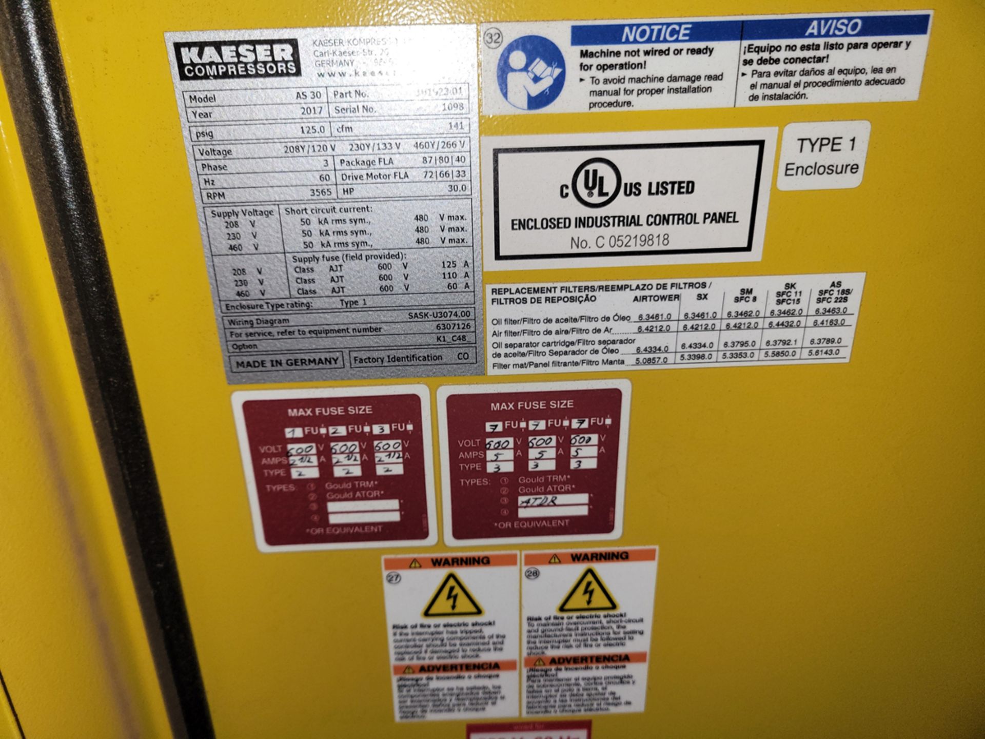 Kaeser Model: AS30 Rotary Air Compressor - Image 11 of 11