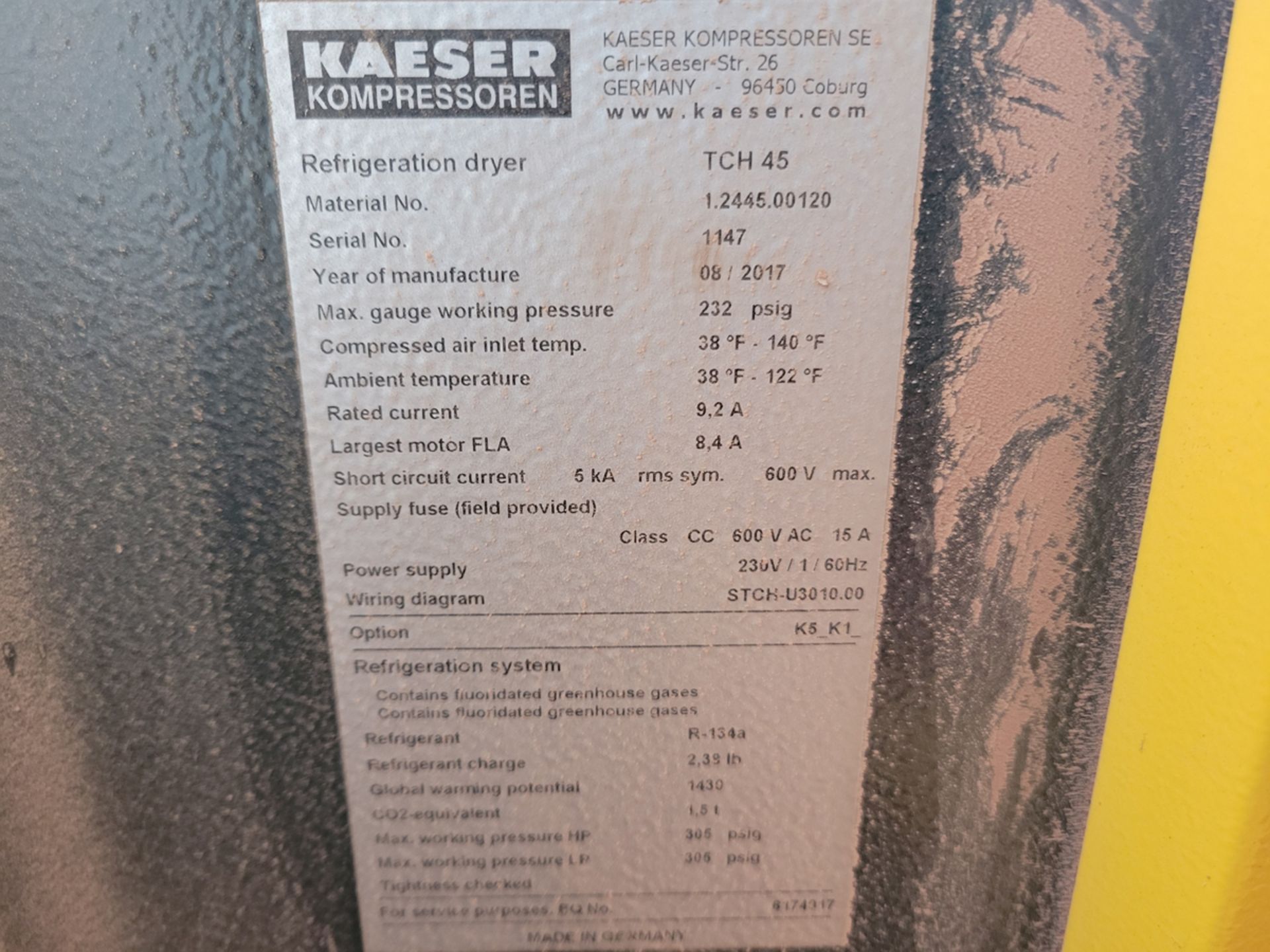 Kaeser Model:TCH 45 Kryosec Refrigeration Dryer - Image 7 of 8