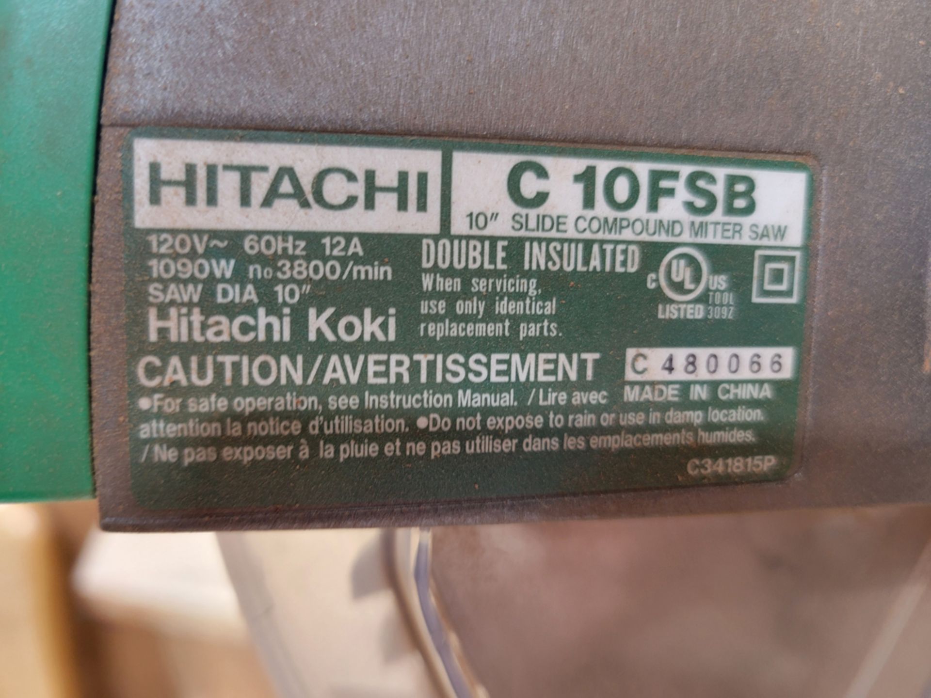 Hitachi Model: C10FSB 10" Slide Compound Miter Saw w/ Rousseau 5000 Dust Catch - Image 5 of 6