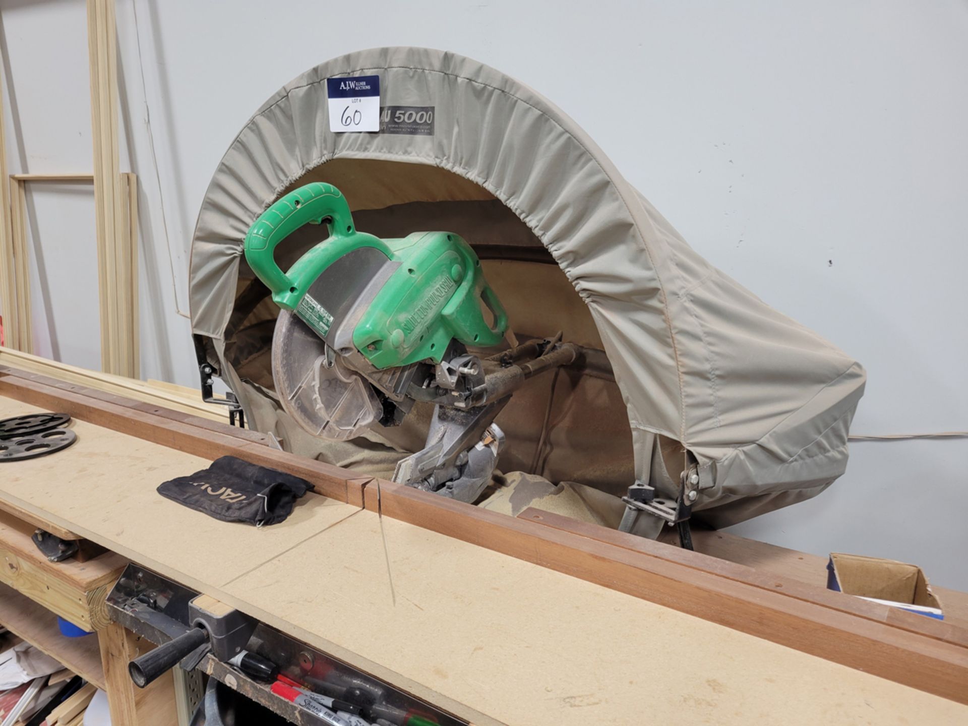 Hitachi Model C10FSB 10" Slide Compound Miter Saw w/ Rousseau 5000 Dust Catch