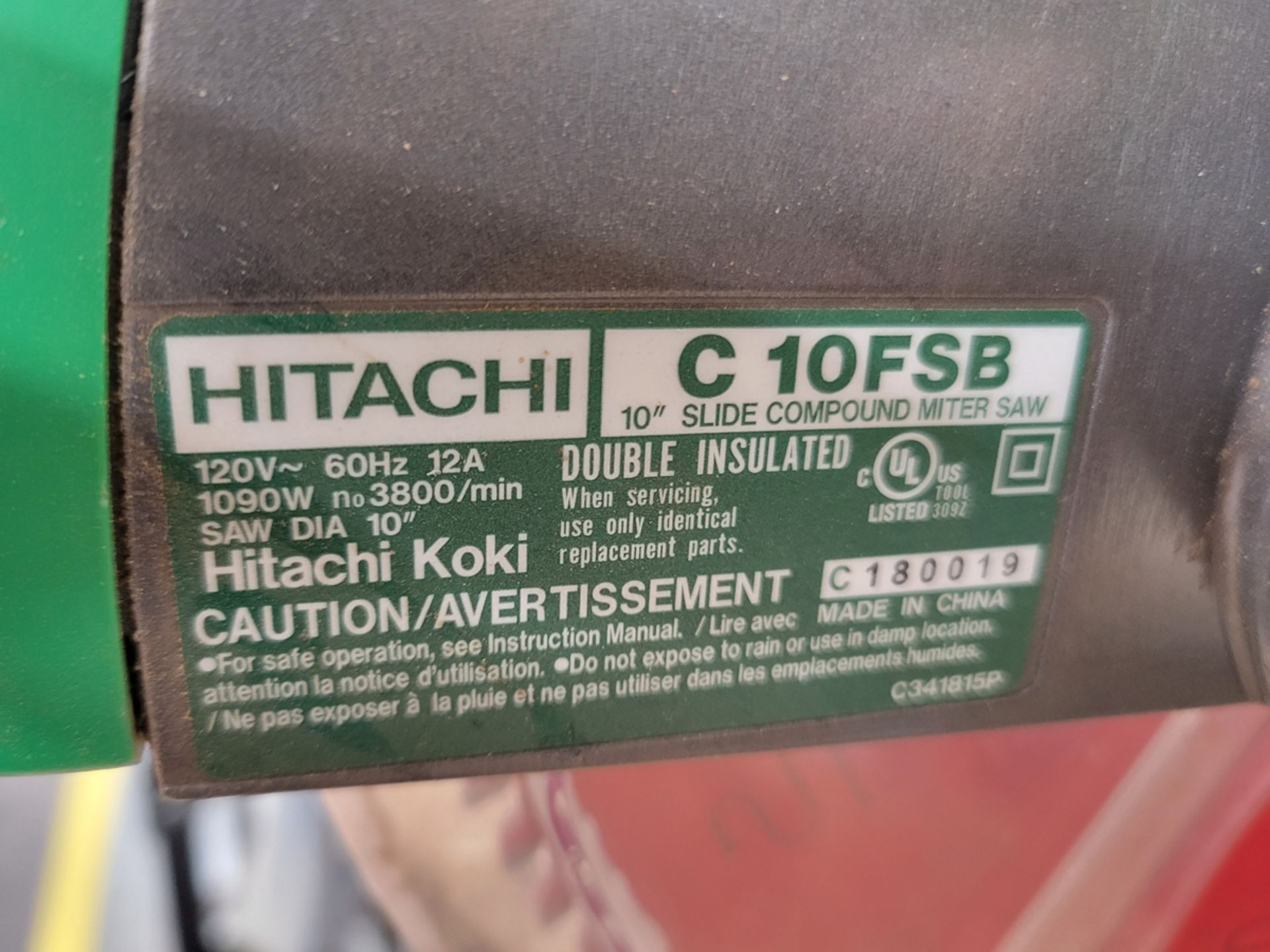 Hitachi Model: C10FSB 10" Slide Compound Miter Saw - Image 5 of 6