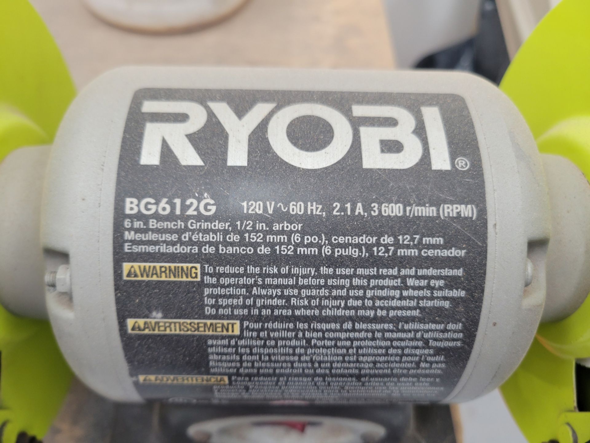 Ryobi Model: BG612G 6" Bench Grinder - Image 5 of 6