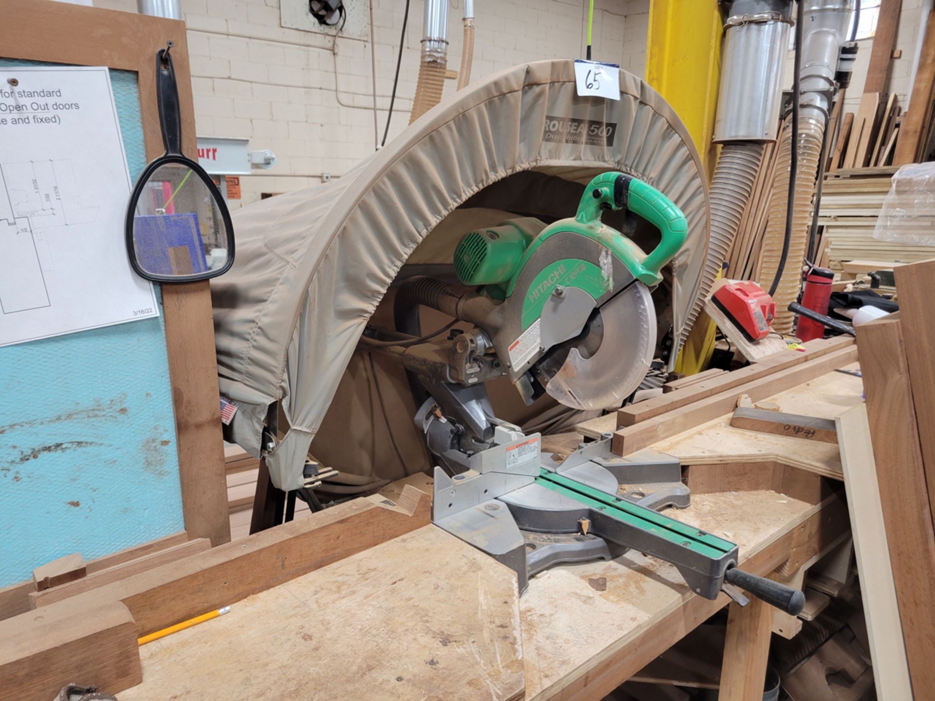 Hitachi Model: C10FSB 10" Slide Compound Miter Saw w/ Rousseau 5000 Dust Catch - Image 2 of 6