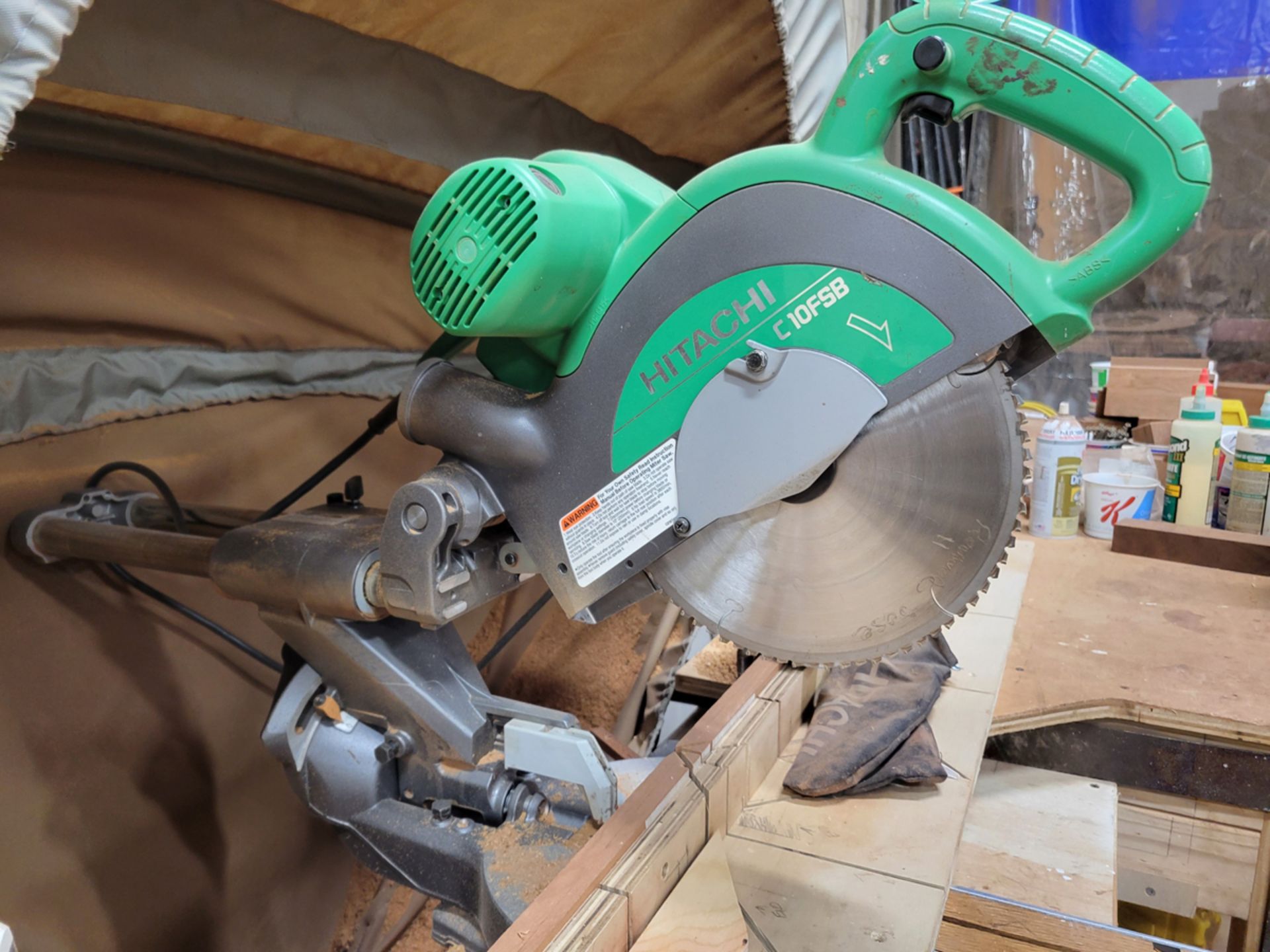 Hitachi Model: C10FSB 10" Slide Compound Miter Saw w/ Rousseau 5000 Dust Catch - Image 3 of 6