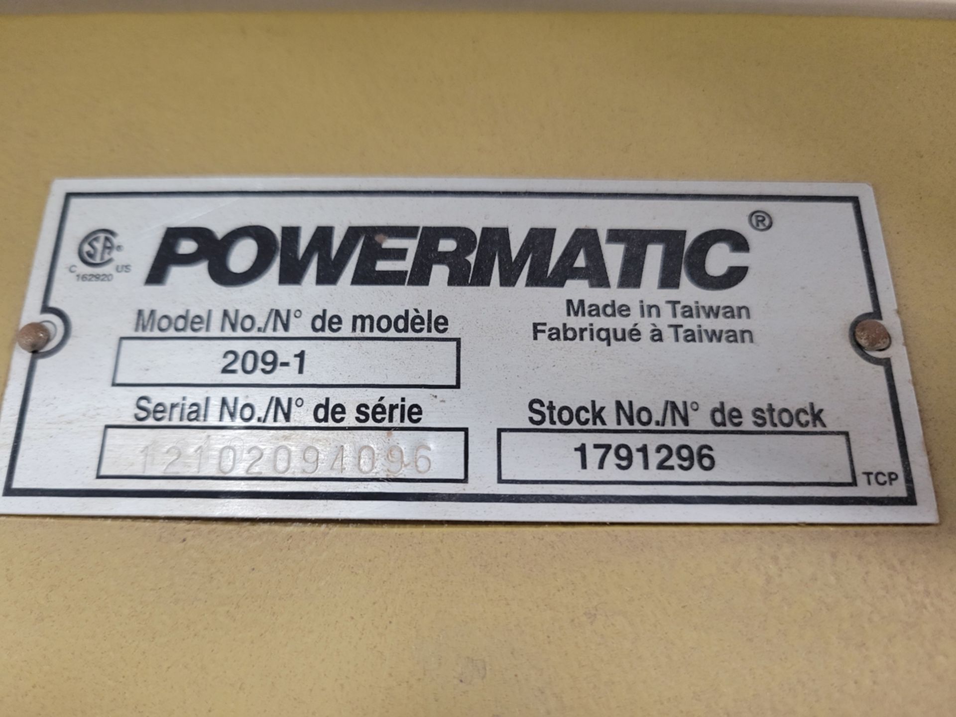 Powermatic Model: 209-1 20" Planer - Image 9 of 9