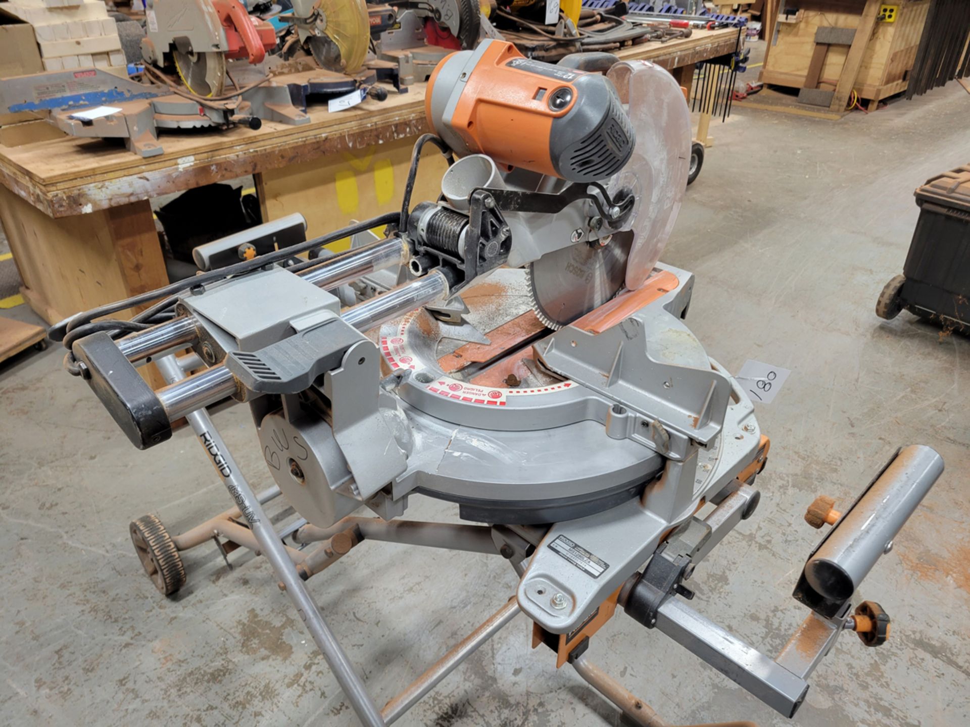 Ridgid Model: MS1290LZA 12" Miter Saw w/ Ridgid Miter Saw Utility Vehicle - Image 4 of 8