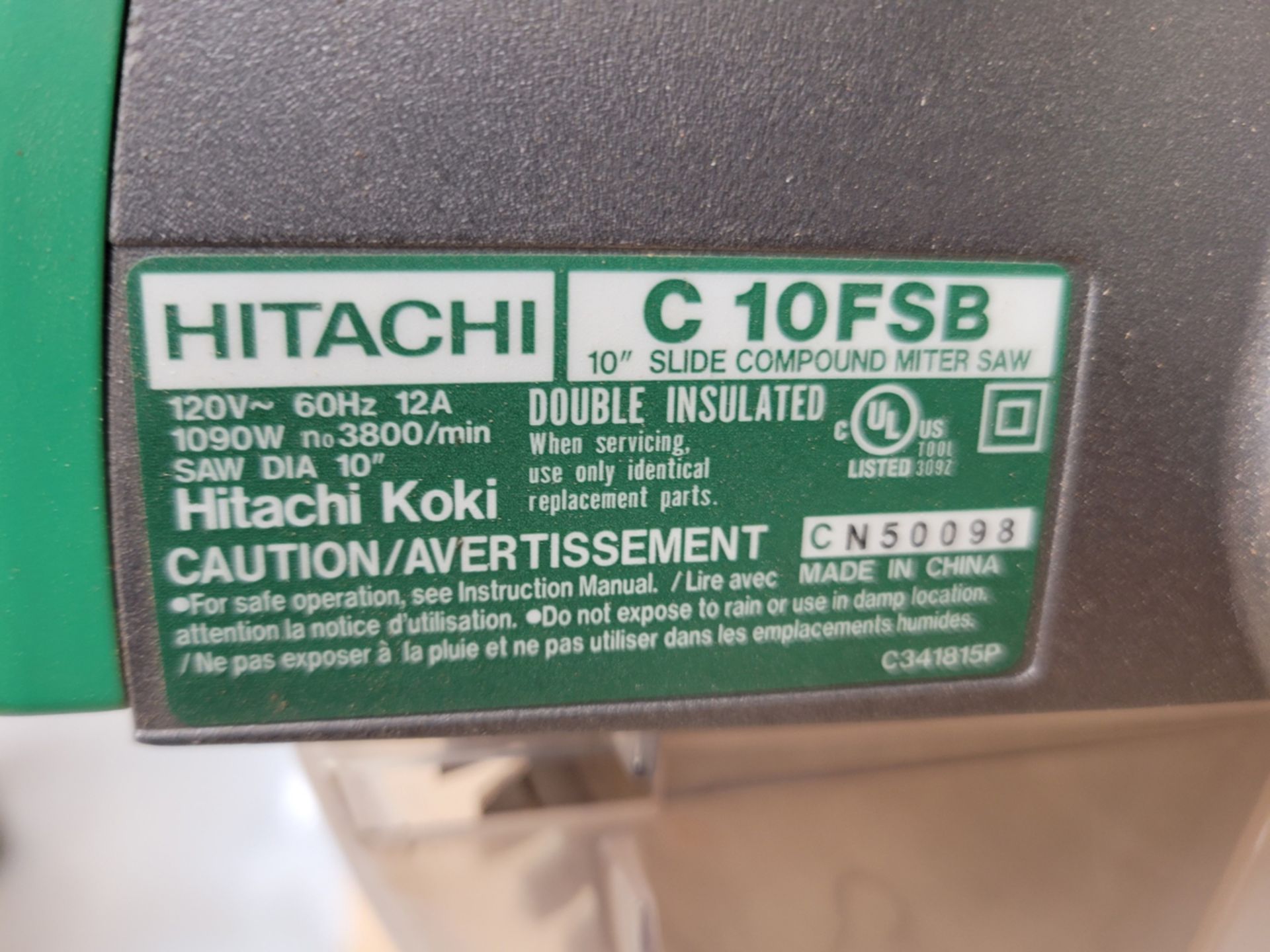 Hitachi Model: C10FSB 10" Slide Compound Miter Saw w/ Rousseau 5000 Dust Catch - Image 5 of 6