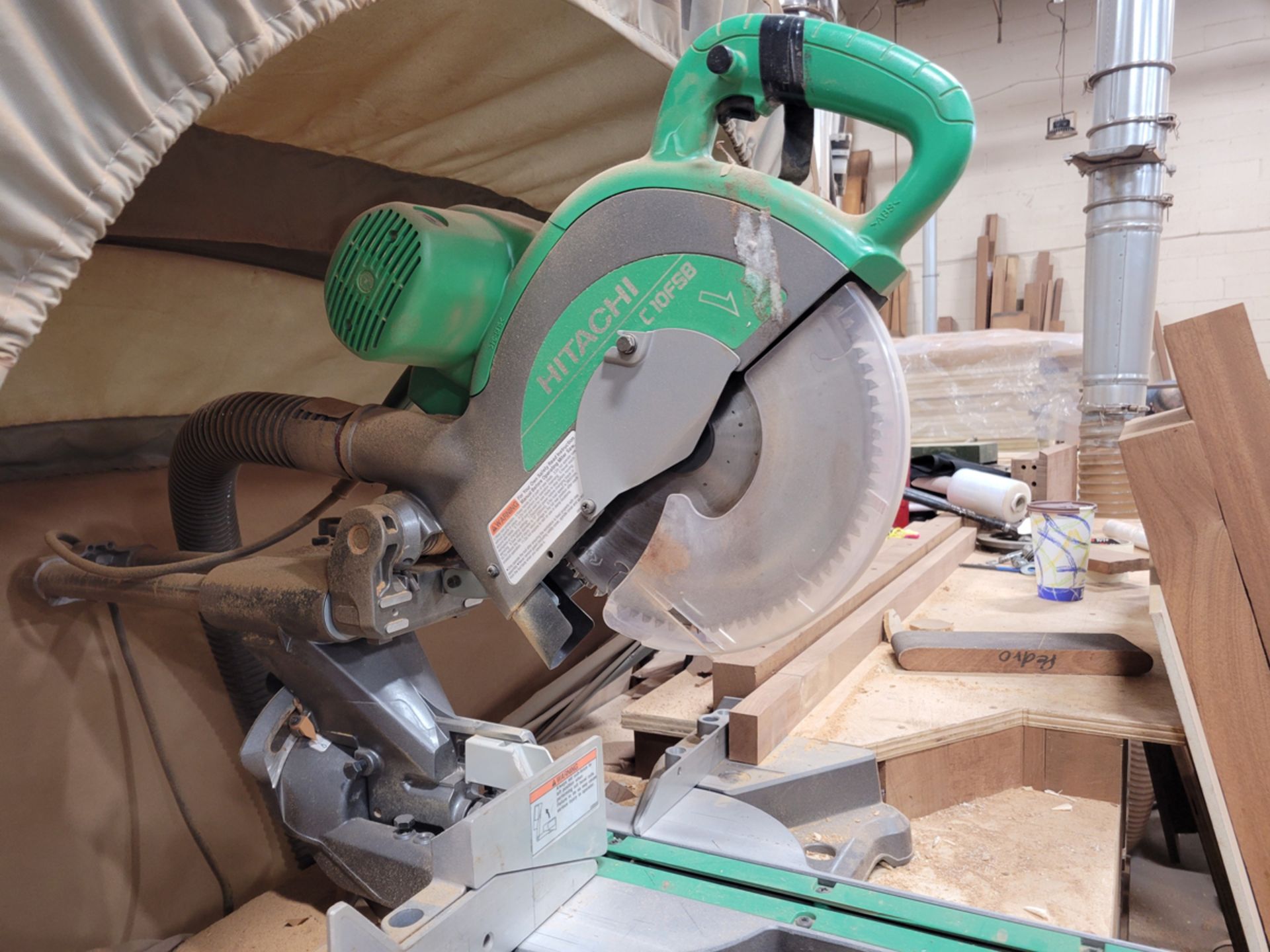 Hitachi Model: C10FSB 10" Slide Compound Miter Saw w/ Rousseau 5000 Dust Catch - Image 3 of 6