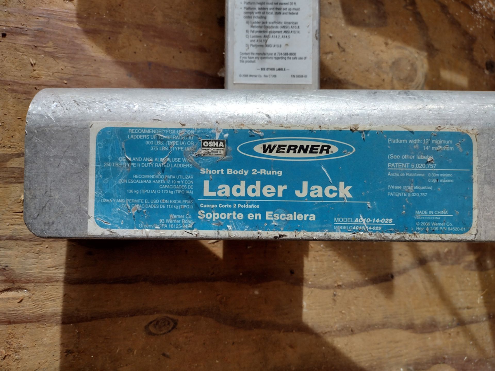 {Each} (2) Werner Aluminum Ac Jacks for Ladders and Scaffolding - Image 2 of 2