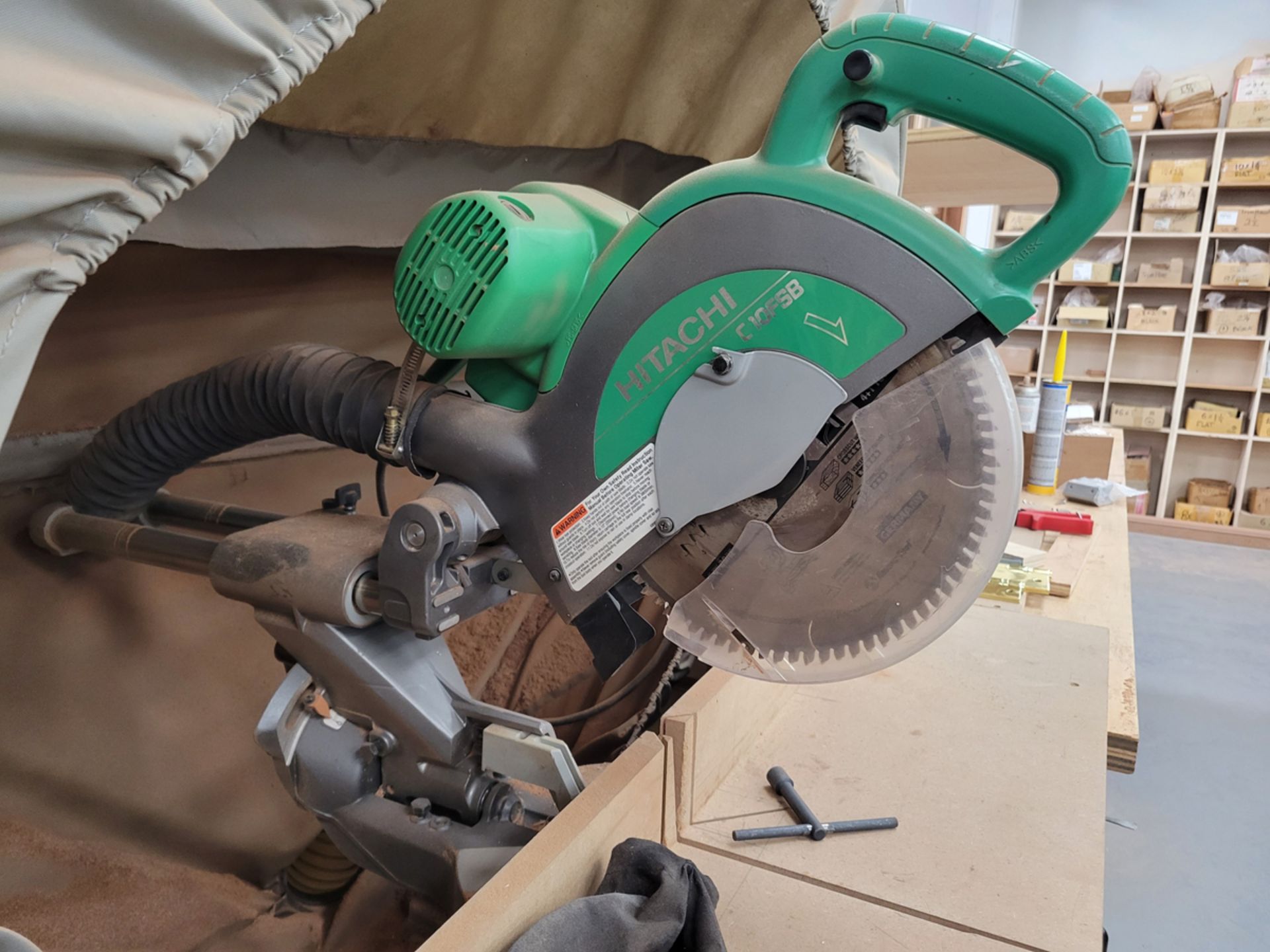 Hitachi Model: C10FSB 10" Slide Compound Miter Saw w/ Rousseau 5000 Dust Catch - Image 3 of 6