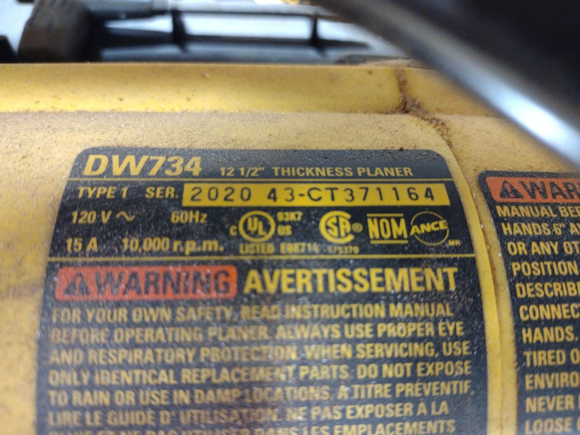 Dewalt Model:DW734 12.5" Thickness Planer - Image 6 of 6