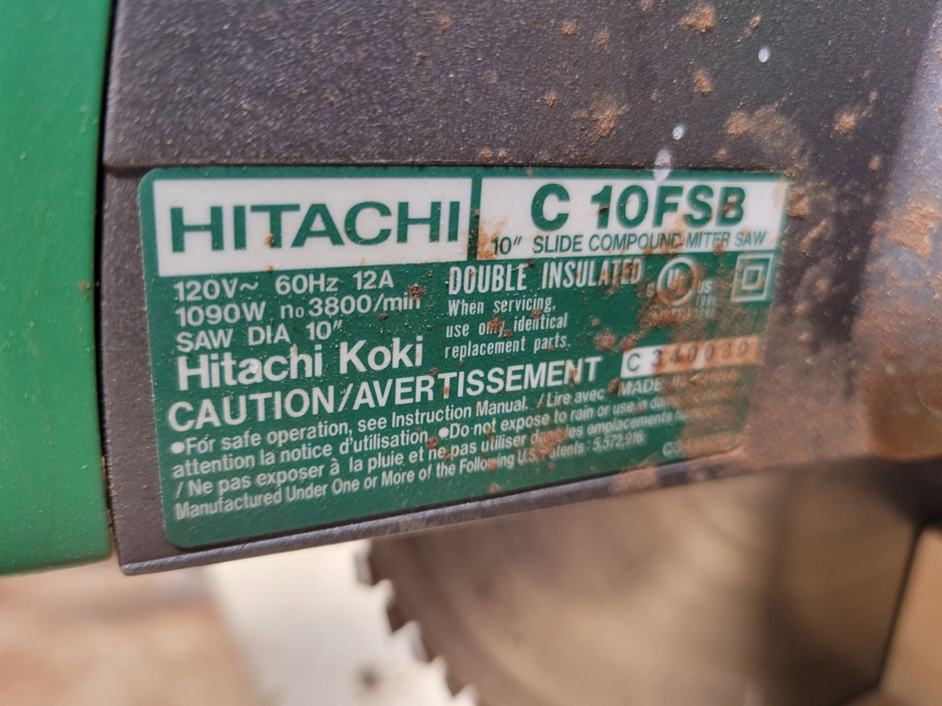 Hitachi Model: C10FSB 10" Slide Compound Miter Saw w/ Rousseau 5000 Dust Catch - Image 5 of 6