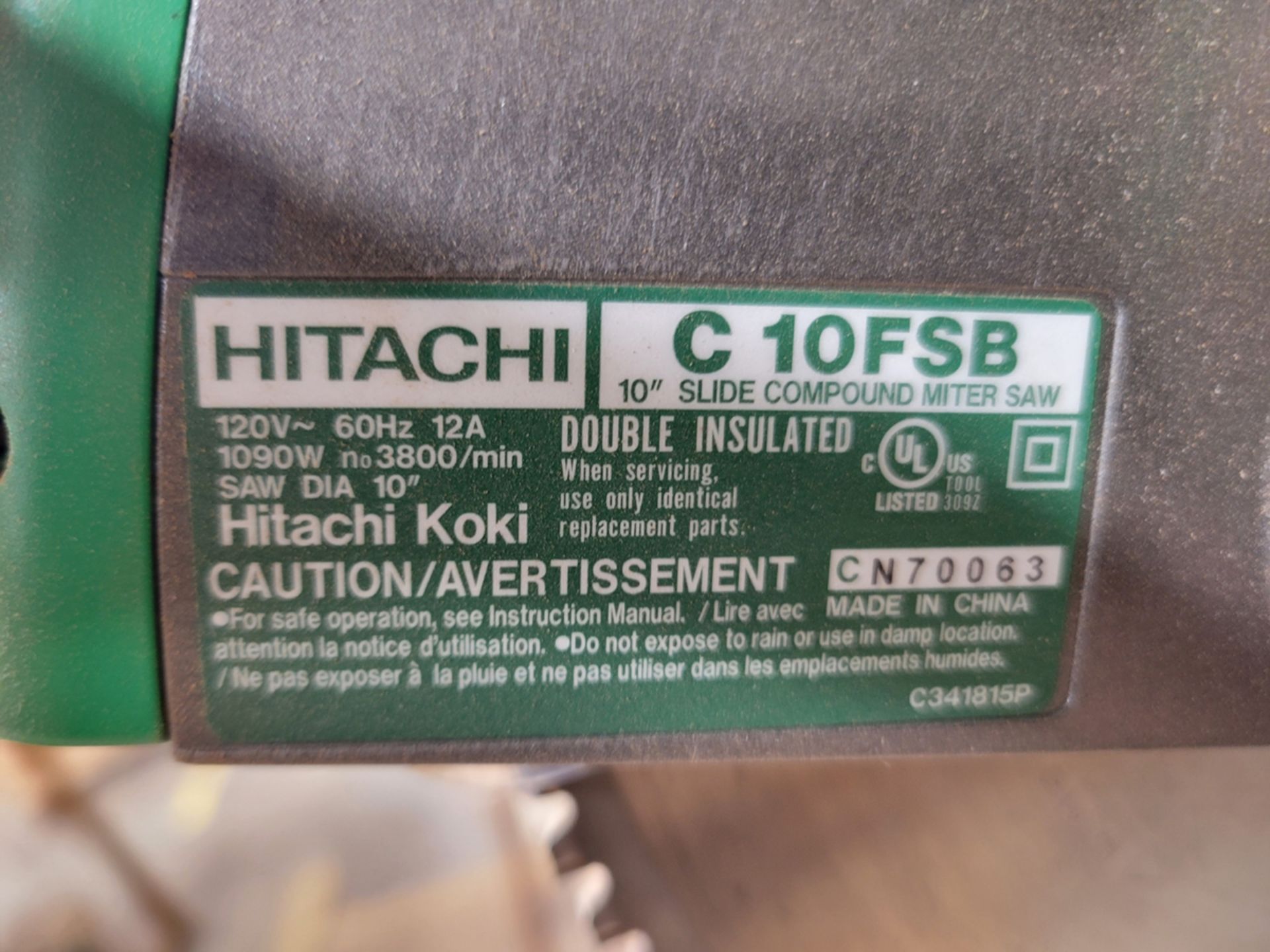 Hitachi Model: C10FSB 10" Slide Compound Miter Saw w/ Rousseau 5000 Dust Catch - Image 5 of 6