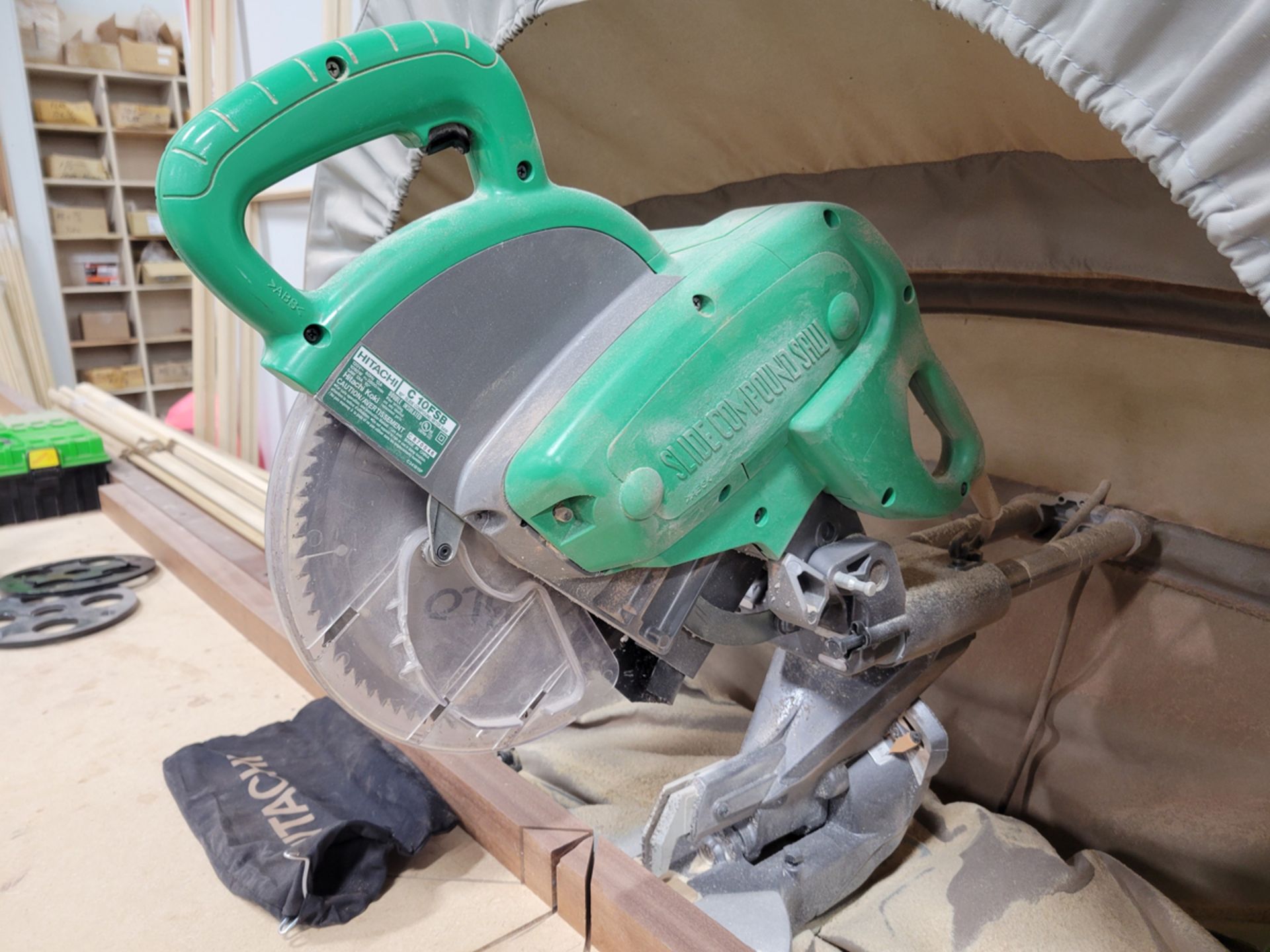 Hitachi Model C10FSB 10" Slide Compound Miter Saw w/ Rousseau 5000 Dust Catch - Image 4 of 6