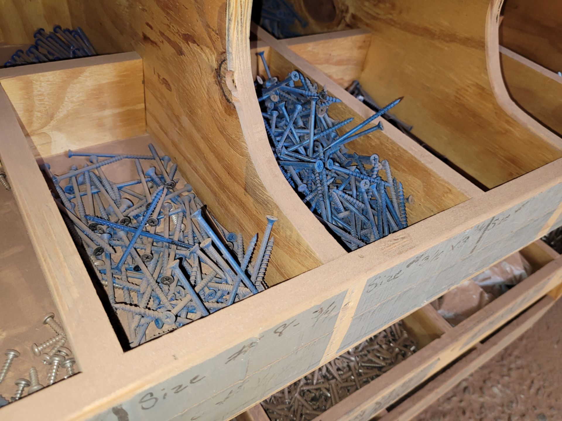 A Group of (3) 7-Tier, 28-Bay Mobile Hardware Organizing Racks with Contents - Image 8 of 9