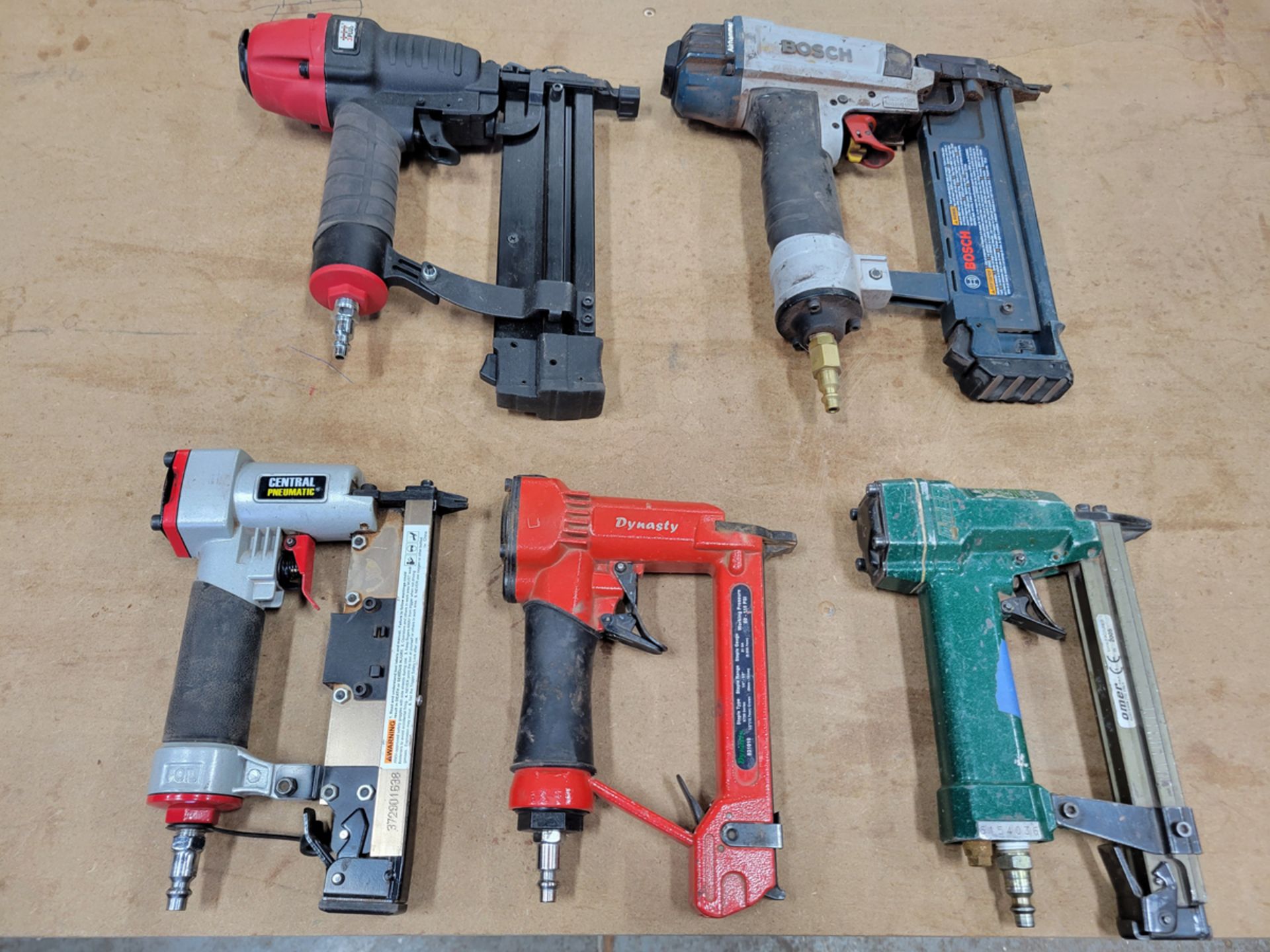 {EACH} (5) Assorted Pneumatic Nailers
