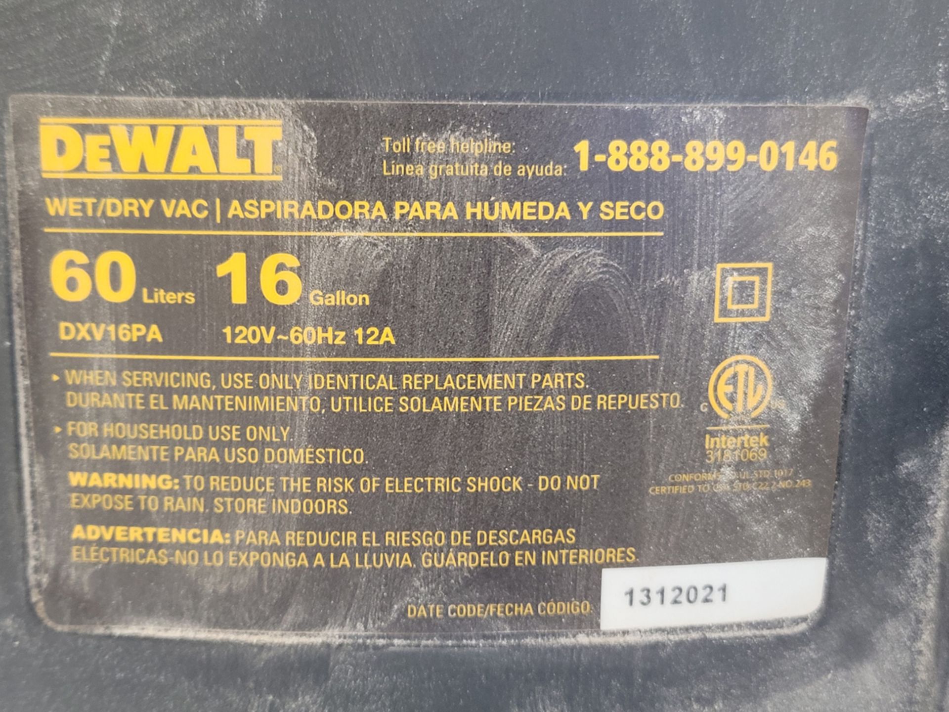 Dewalt 16 Gallon Wet Dry Vac - Image 4 of 4