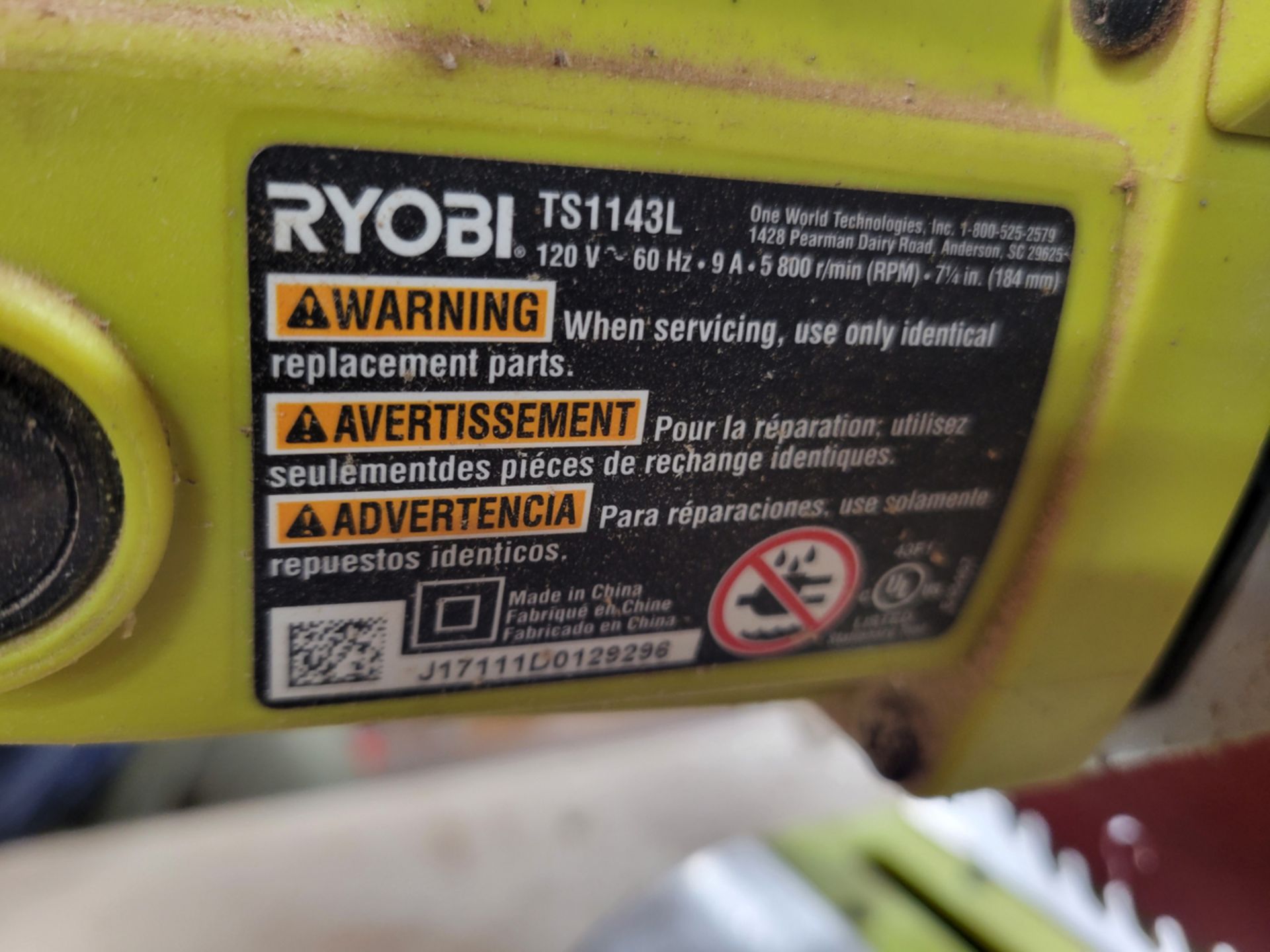 Ryobi Model: TS1143L 7.25" Miter Saw - Image 5 of 5