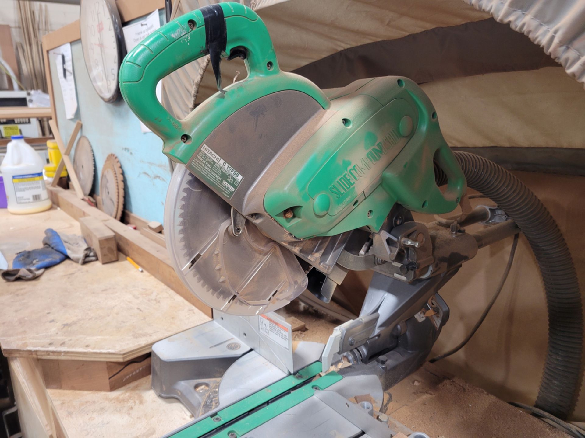 Hitachi Model: C10FSB 10" Slide Compound Miter Saw w/ Rousseau 5000 Dust Catch - Image 4 of 6