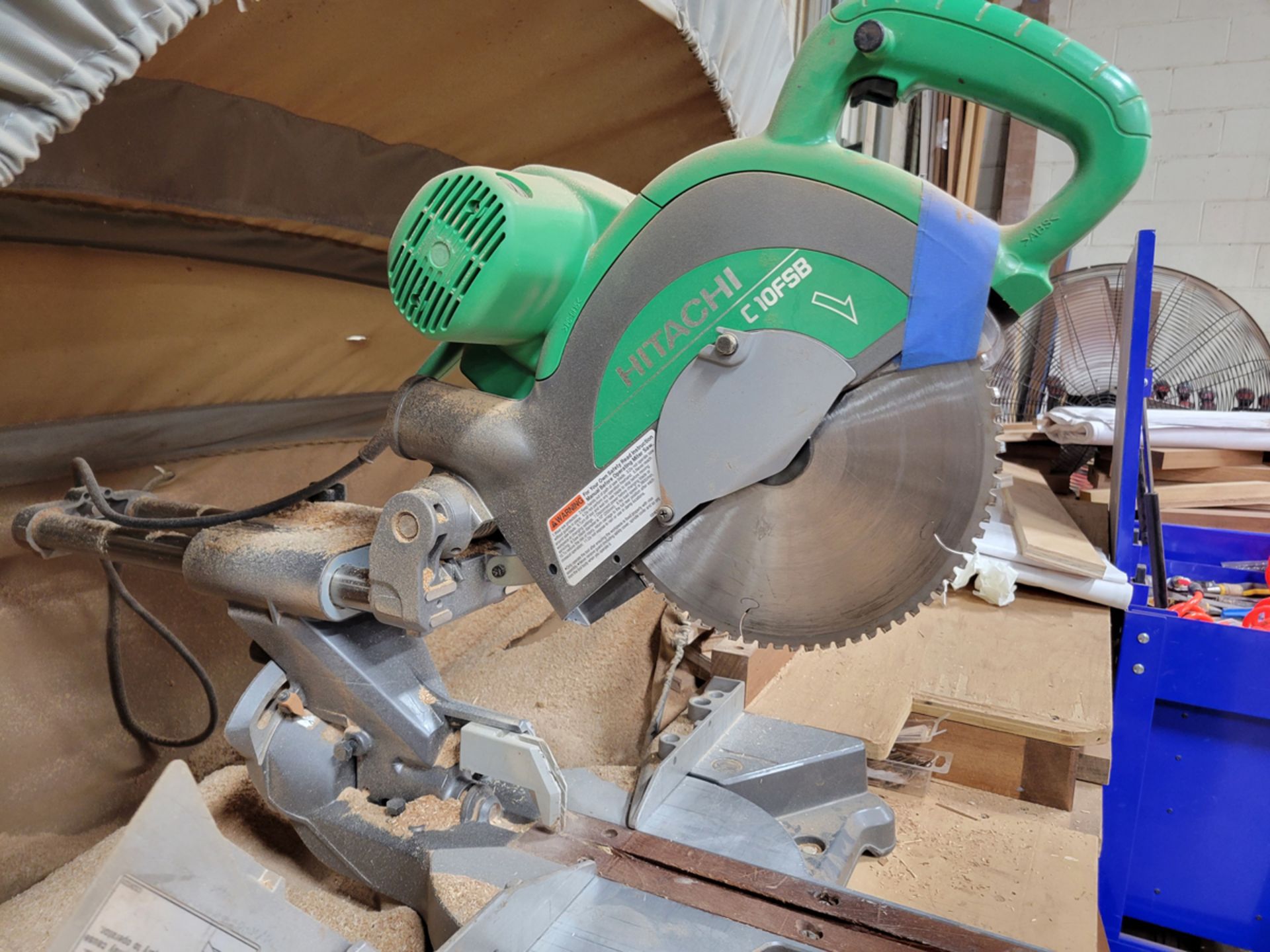 Hitachi Model: C10FSB 10" Slide Compound Miter Saw w/ Rousseau 5000 Dust Catch - Image 3 of 6