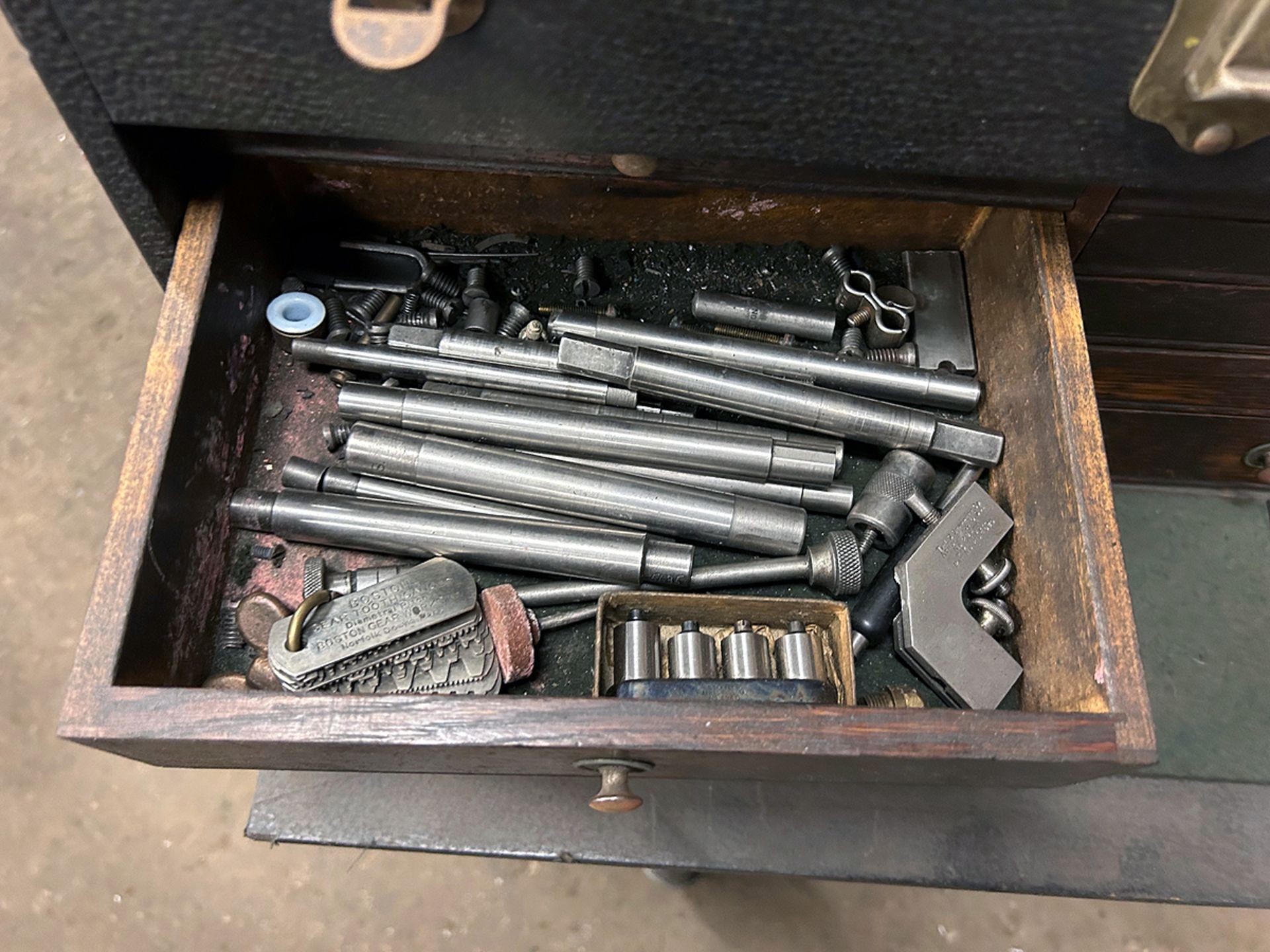 Vintage Leather Bound Wooden Machinist Box - Image 8 of 19