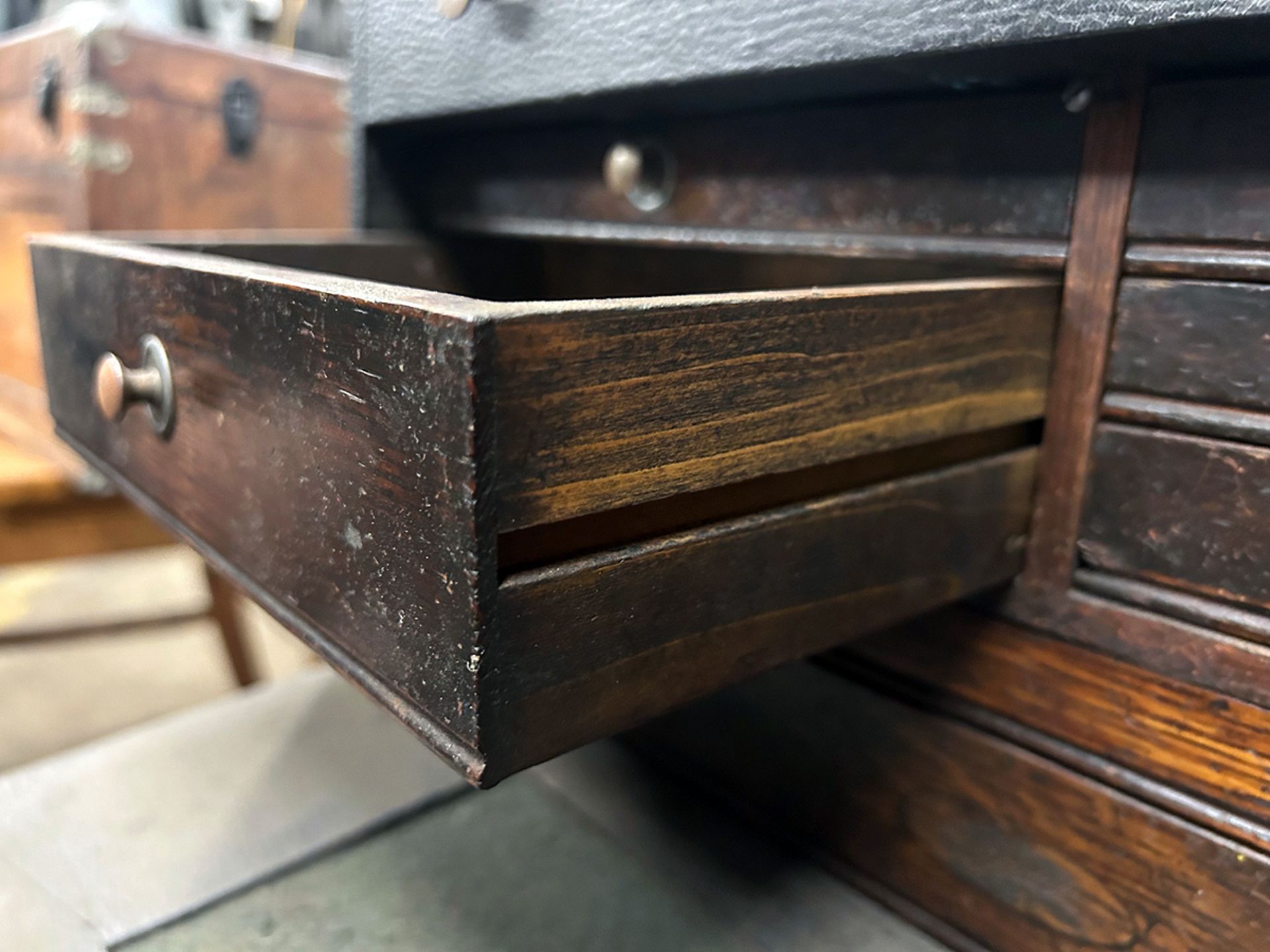 Vintage Leather Bound Wooden Machinist Box - Image 18 of 19