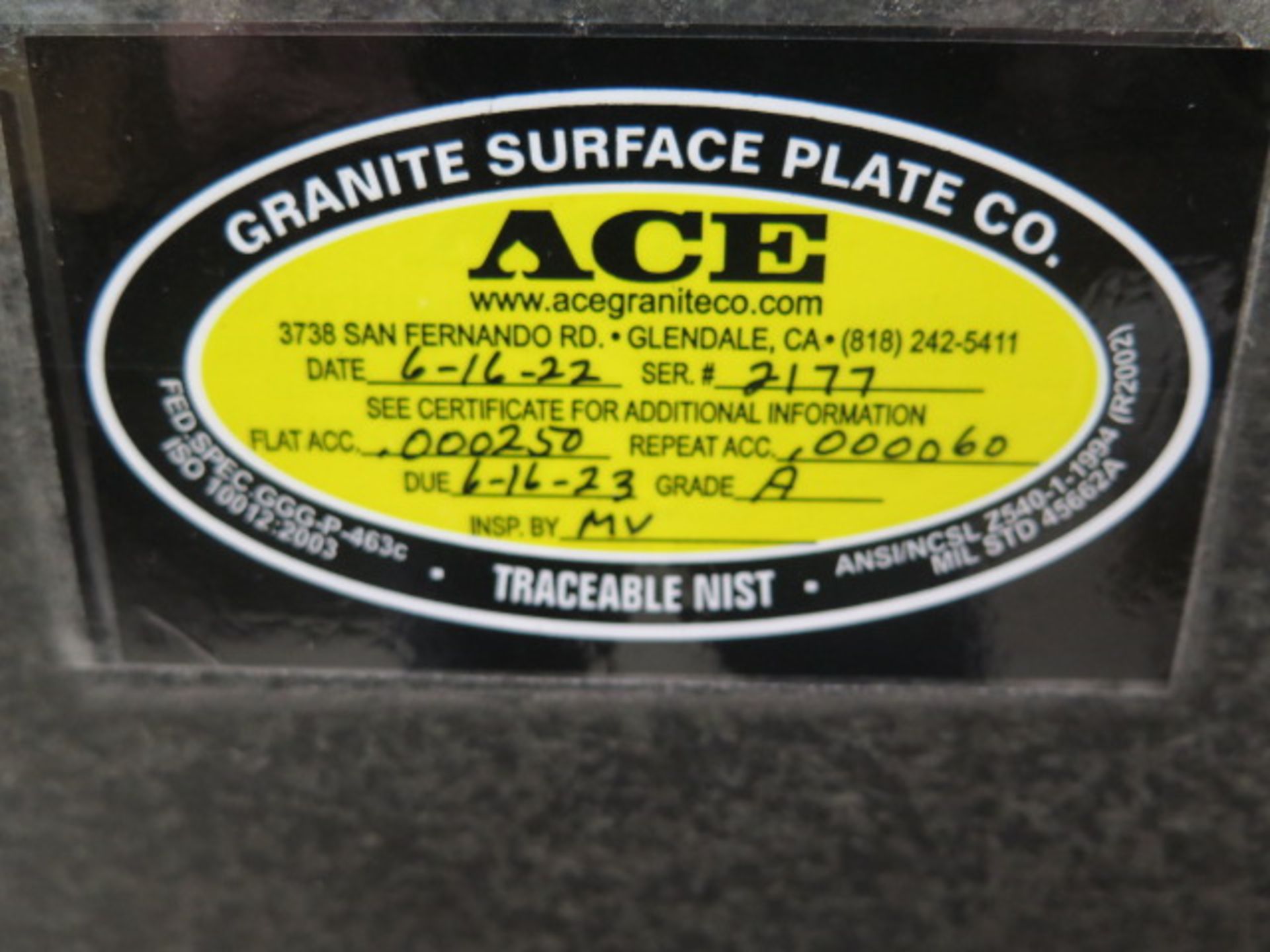 Precision 48" x 72" x 6.5" Grade "A" Granite Surface Plate w/ Stand (SOLD AS-IS - NO WARRANTY) - Image 4 of 6