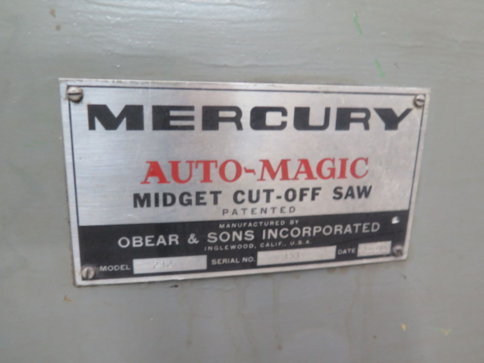 Mercury “Auto-Magic” mdl. 232 Midget Cutoff Saw s/n 353 w/ Vise and Work Stop (SOLD AS-IS - NO - Image 5 of 5