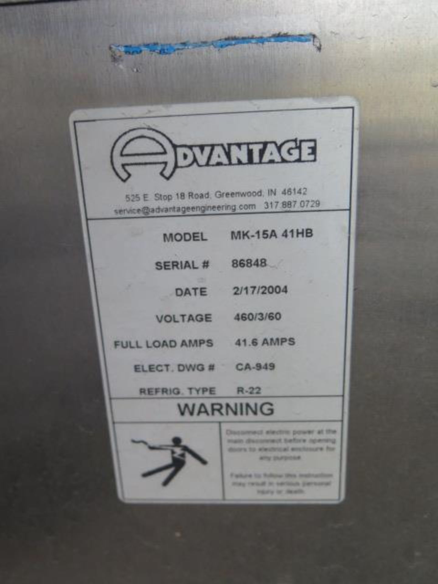 2004 Advantage MK-15A 41HB “Maximum” Process Chiller s/n 86848 w/ Digital Controls (SOLD AS-IS - - Image 6 of 6