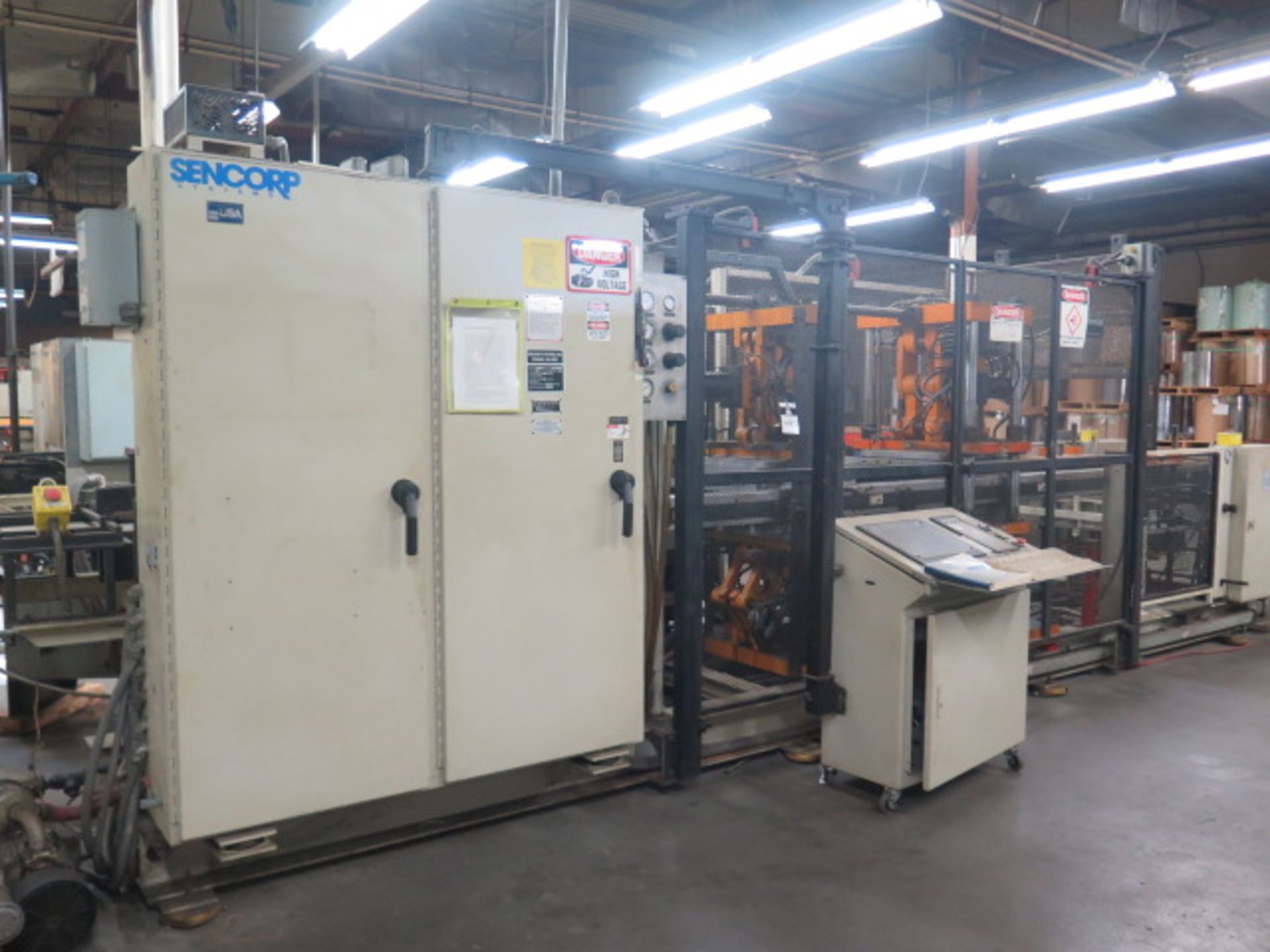 Sencorp Systems mdl. 2200 Thermoforming s/n 92214295 w/ Sencorp Controls, Film Preheater, SOLD AS IS