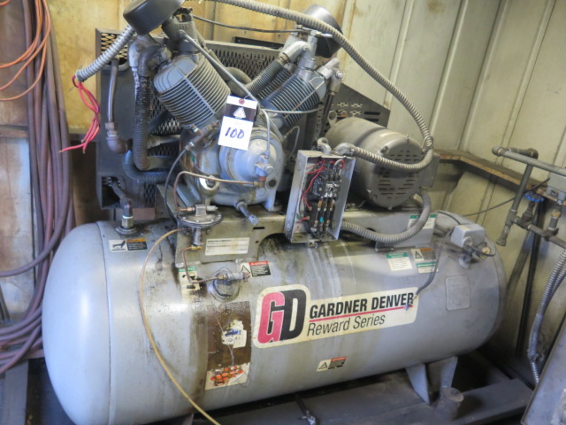 Gardner Denver HR10-12 10Hp Horizontal Air Compressor w/ 2-Stage Pump, 120 Gallon Tank, SOLD AS IS