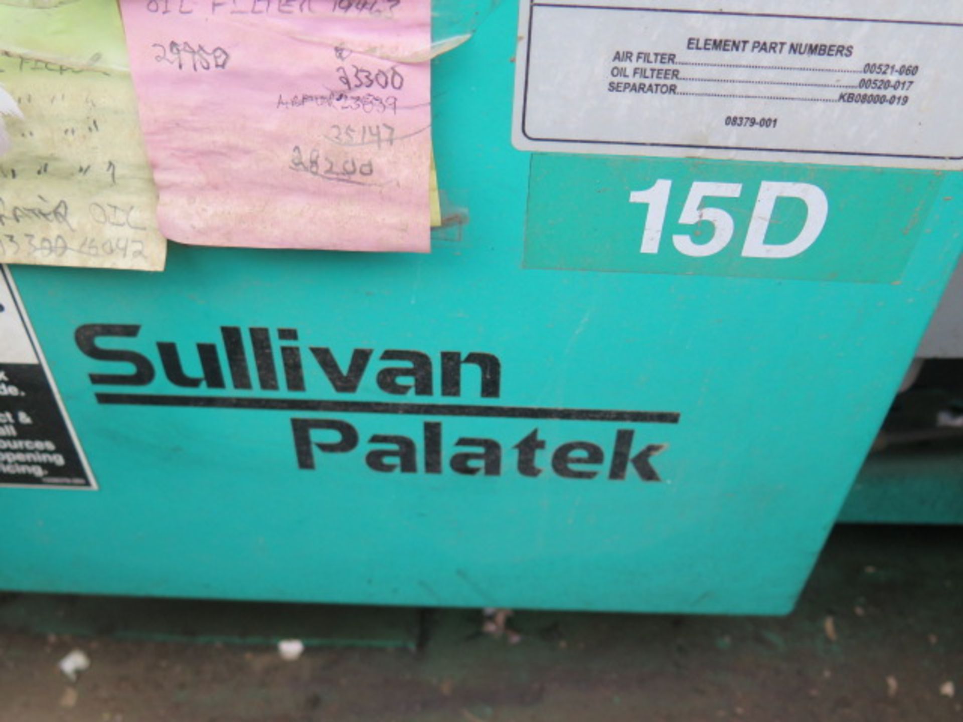 Sullivan Palatek mdl. 15DT 15Hp Rotary Vane Air Compressor s/n 07D002 w/ 125 PSIG, 36,132 Hours ( - Image 8 of 8