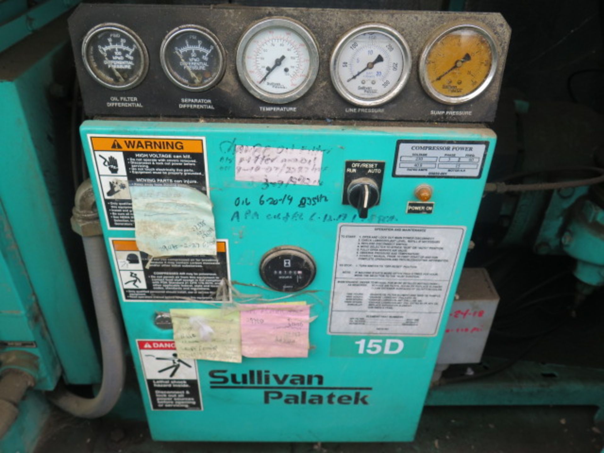 Sullivan Palatek mdl. 15DT 15Hp Rotary Vane Air Compressor s/n 07D002 w/ 125 PSIG, 36,132 Hours ( - Image 5 of 8