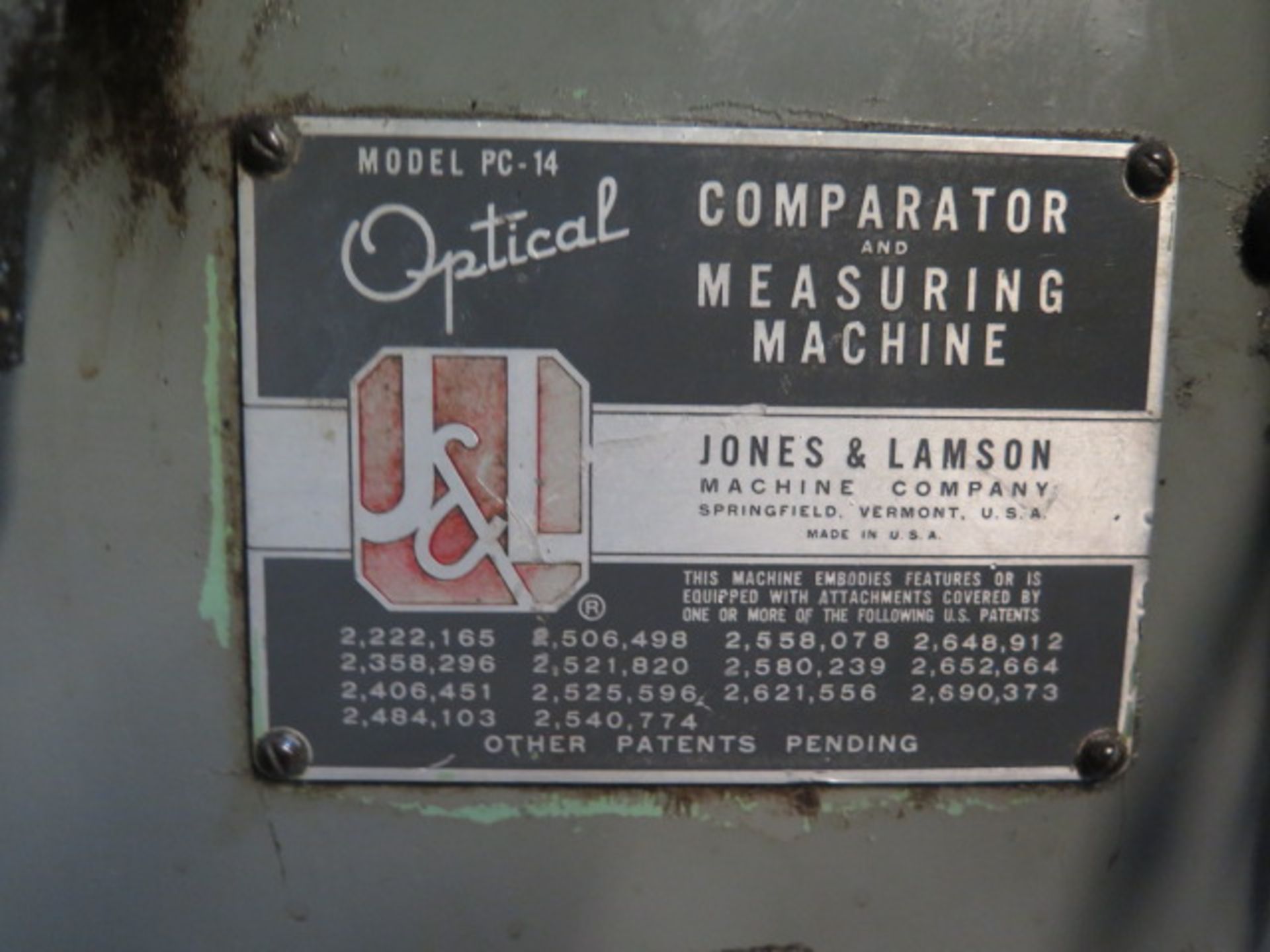 Jones & Lamson 14" Optical Comparator w/ Acu-Rite DRO (SOLD AS-IS - NO WARRANTY) - Image 11 of 11