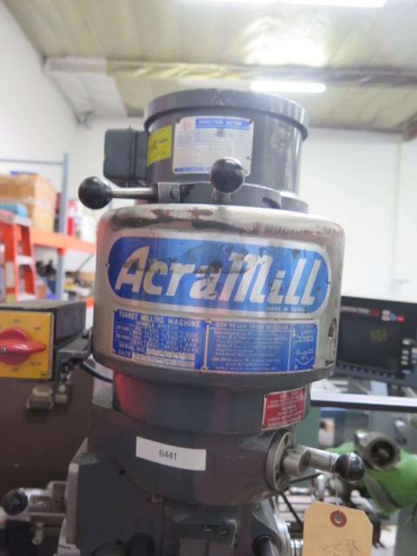 Acra Mill Vertical Mill s/n 504689 w/ Mitutoyo KS Counter Programmable DRO, 2Hp Motor, 80-5440 - Image 3 of 12