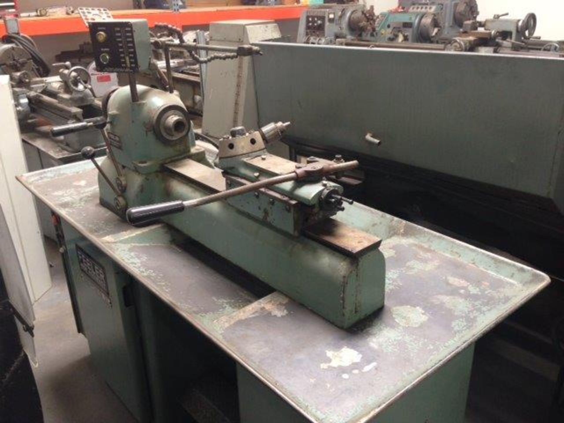 Feeler FTS-27 Narrow Bed Second OP Lathe w/ 230-3500 RPM, 6-Station Turret Assembly, SOLD AS IS