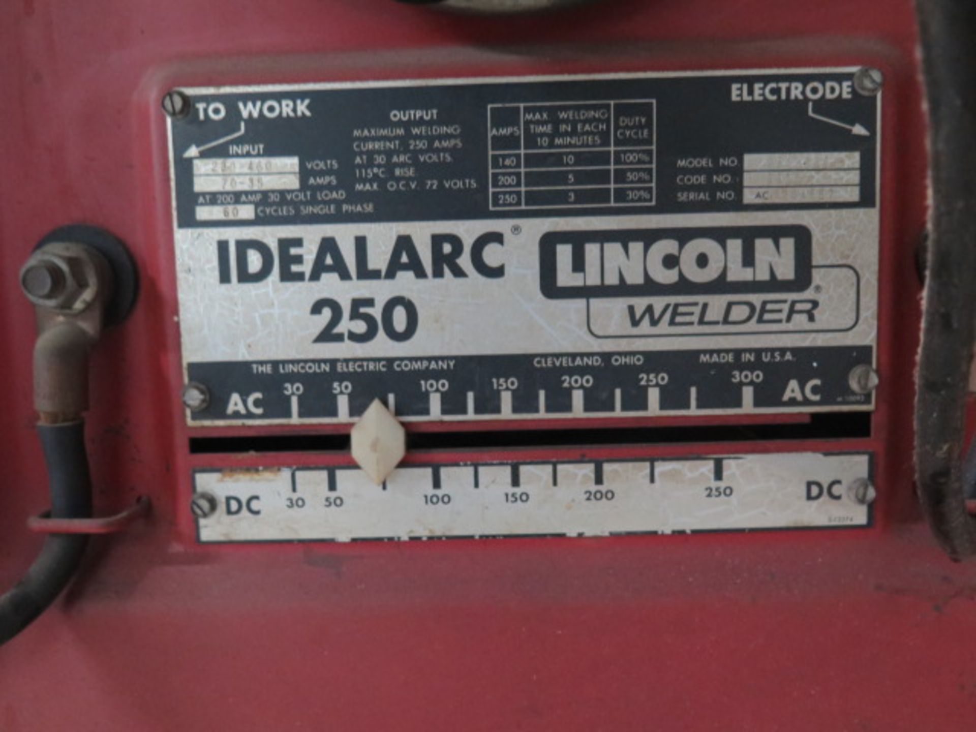 Lincoln Idealarc 250 Arc welding Power Source (SOLD AS-IS - NO WARRANTY) - Image 4 of 4