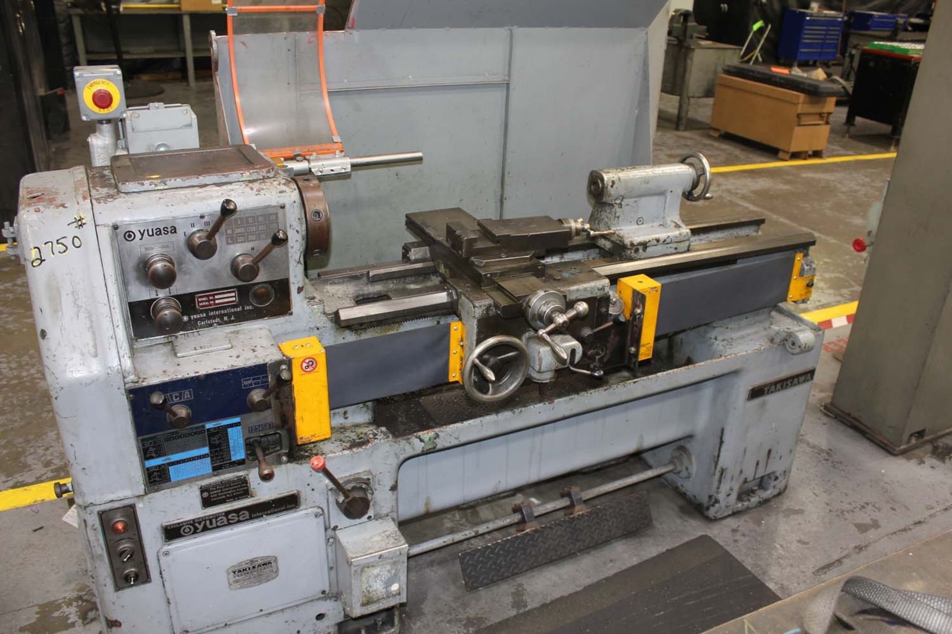 Yuasa Takisawa LX-1440 14” x 40” Geared Head Lathe s/n CJA80029 Inch/mm Threading, SOLD AS IS