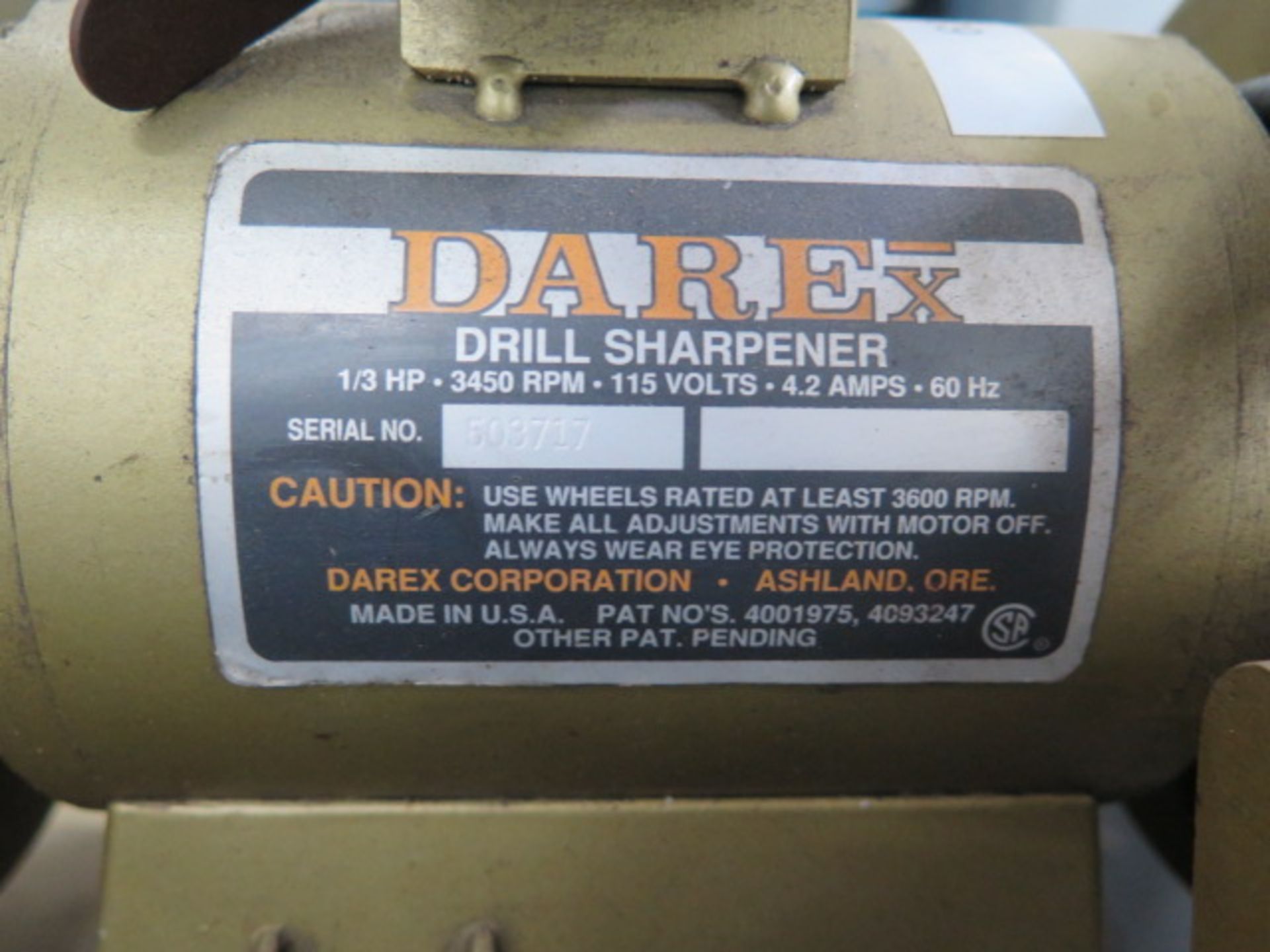 Darex Precision Drill Sharpener w/ Diamond Wheels, Stand (SOLD AS-IS - NO WARRANTY) - Image 7 of 7