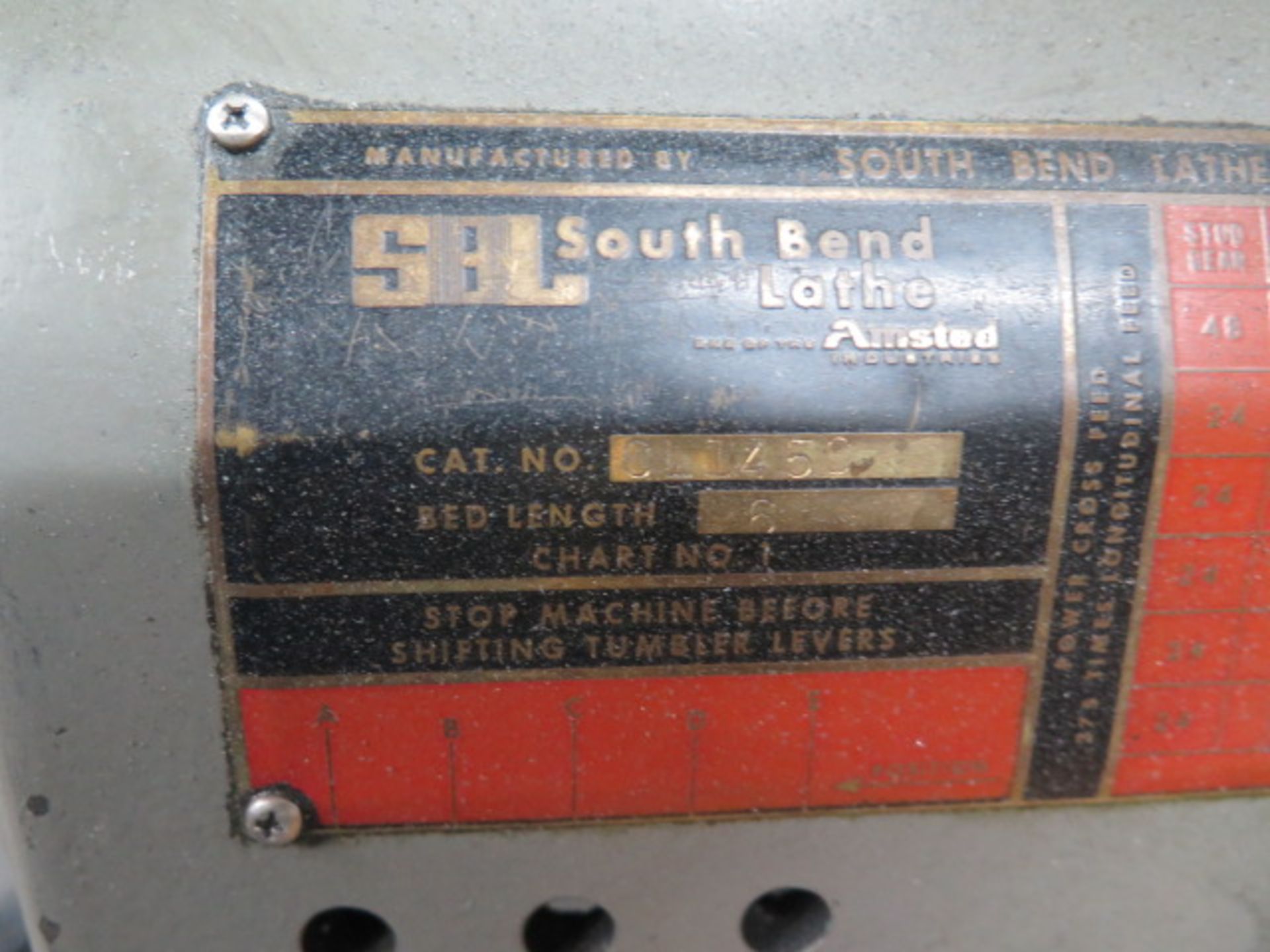 South Bend 13" x 42" Lathe s/n 15075T w/ 4-Speeds, Inch Threading, Tailstock, 5C Collet SOLD AS IS - Image 10 of 10