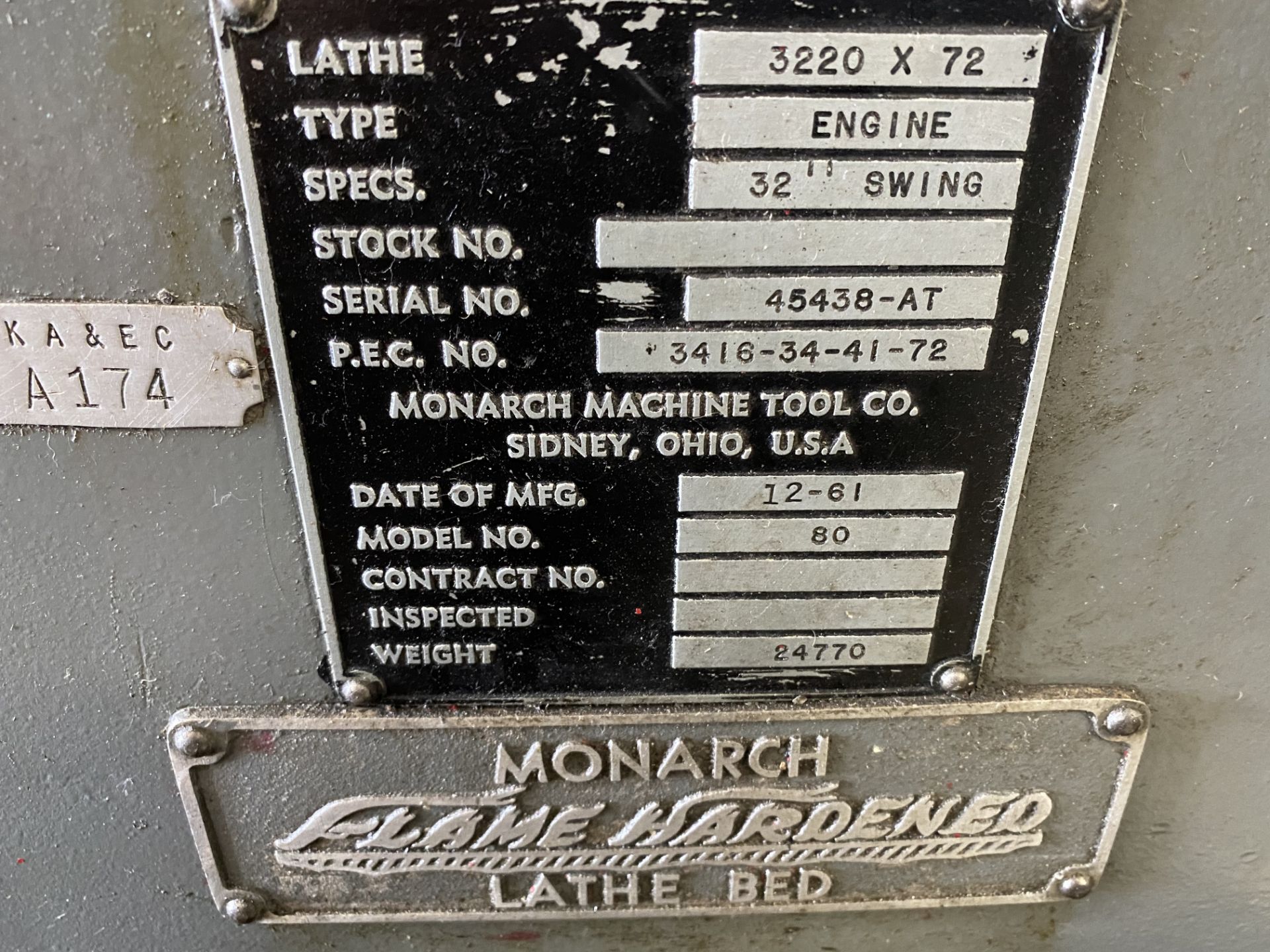 Monarch mdl. 80 32” x 72” Tracer Lathe s/n 45438-AT w/ Heidenhain DRO, Dial Change RPM, SOLD AS IS - Image 10 of 10