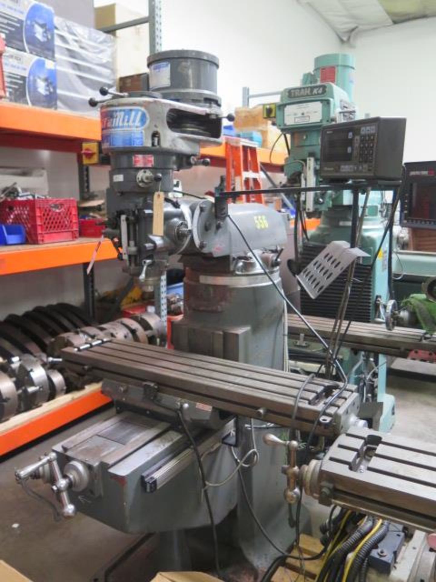Acra Mill Vertical Mill s/n 504689 w/ Mitutoyo KS Counter Programmable DRO, 2Hp Motor, 80-5440 - Image 2 of 12