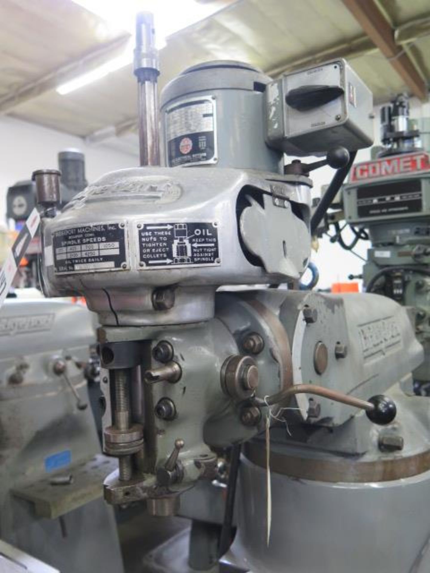 Bridgeport Vertical Mill s/n 256215 w/ Bridgeport "M" Style Head, 1/2 Hp, 275-4250 RPM, 6-Speeds, - Image 3 of 12