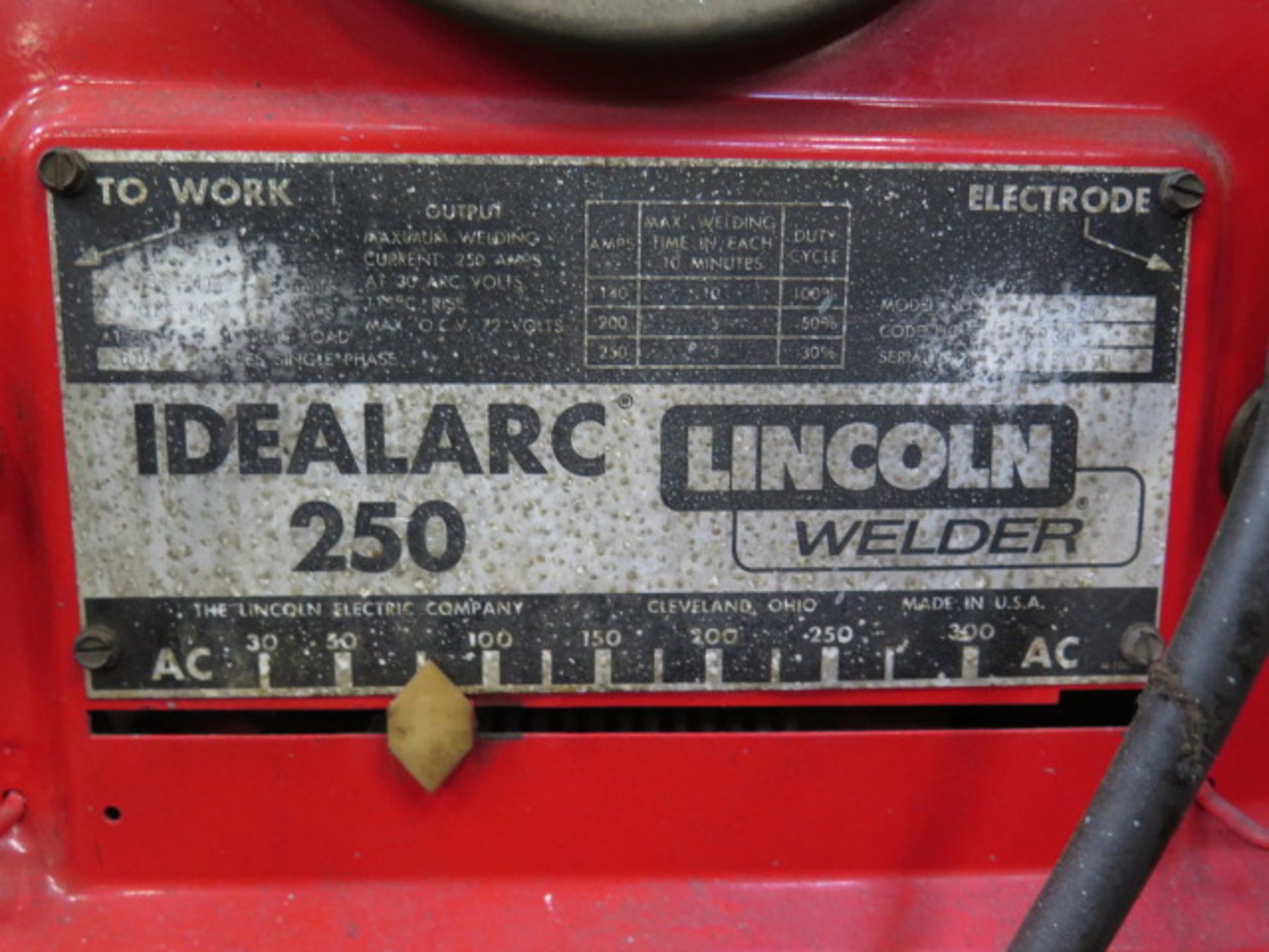 Lincoln Idealarc 250 Arc Welding Power Source w/ Cart (SOLD AS-IS - NO WARRANTY) - Image 4 of 4