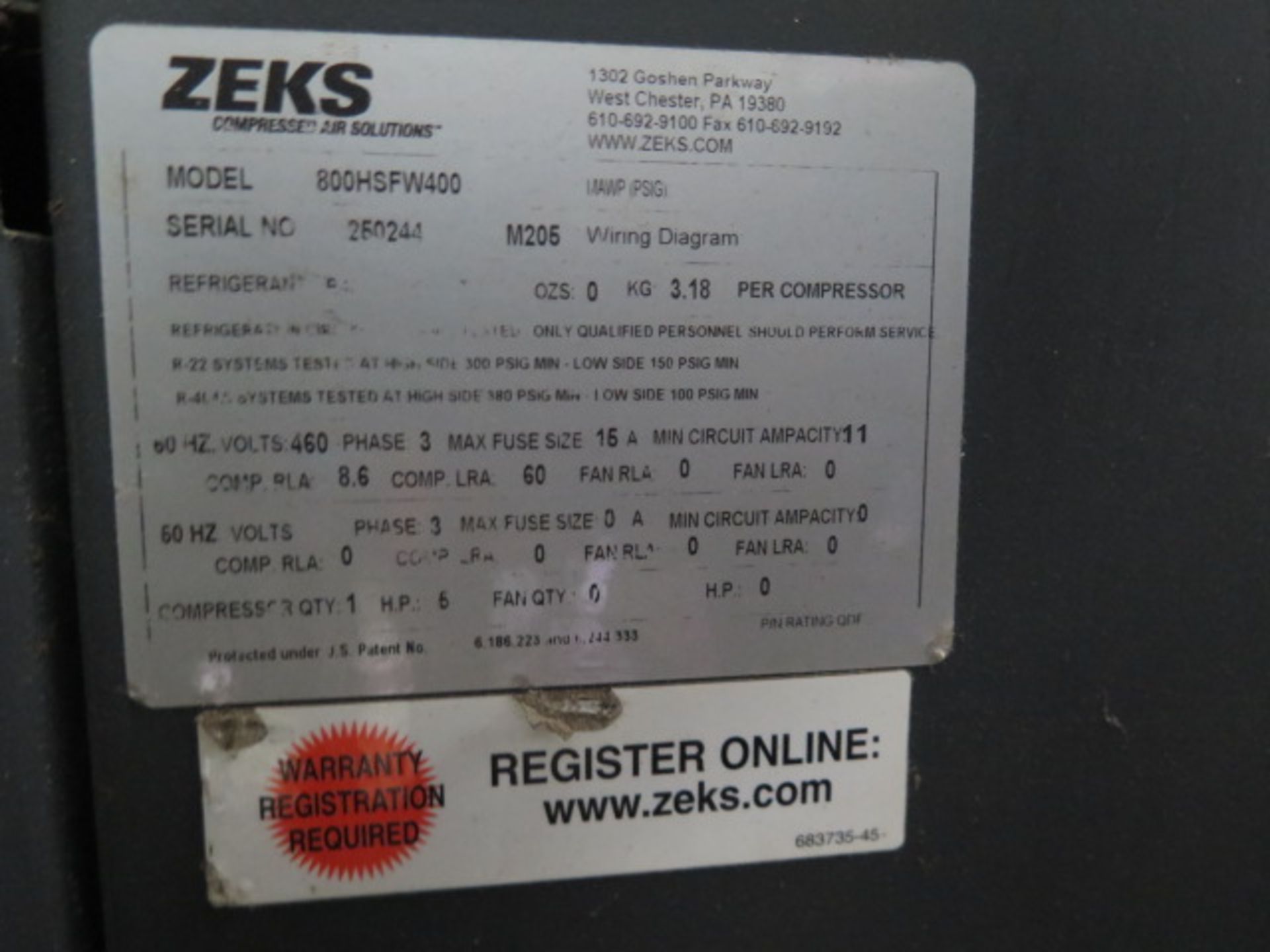 Zeks Refrigerated Air Dryer (SOLD AS-IS - NO WARRANTY) - Image 6 of 6