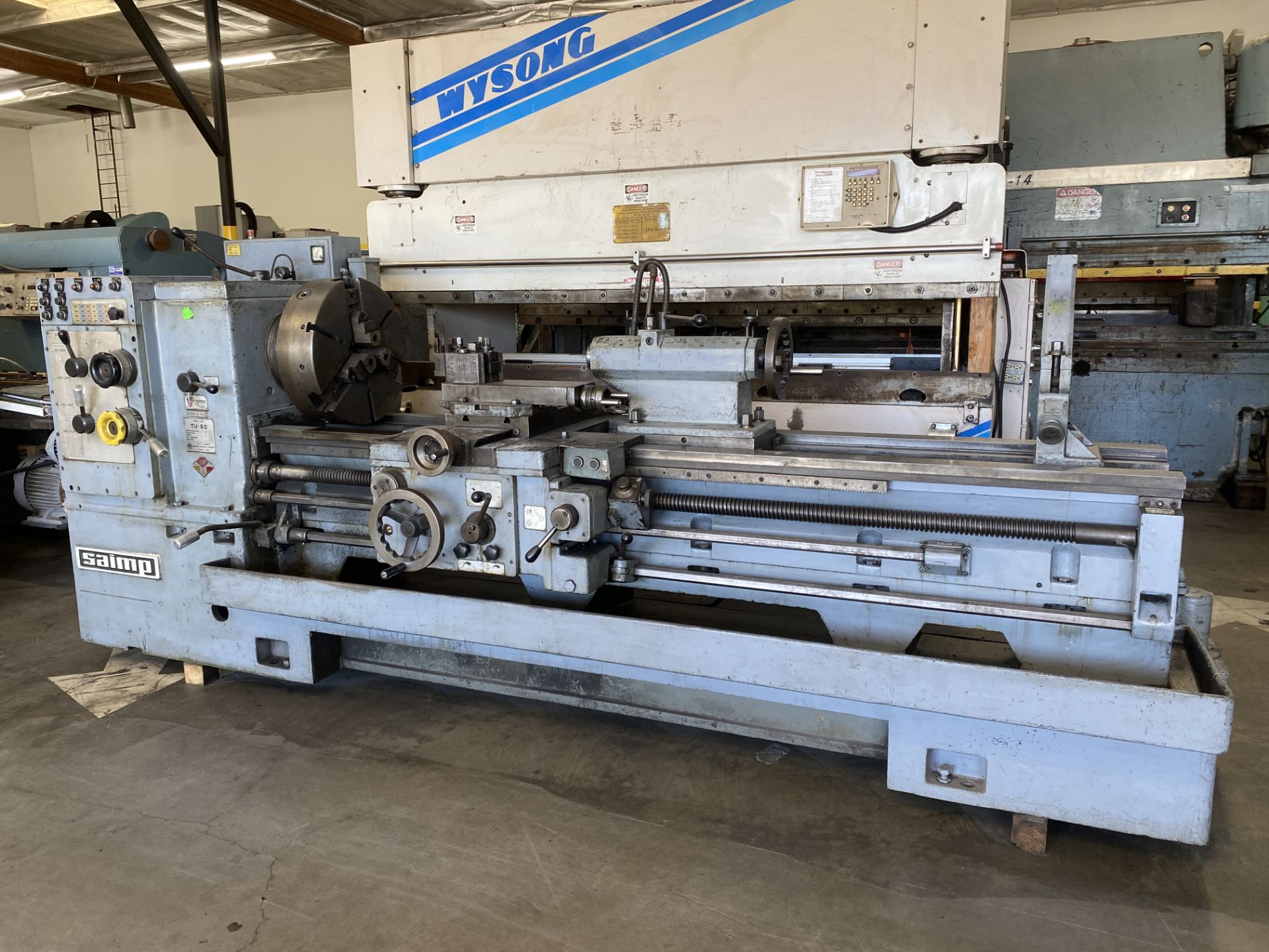 Saimp TU-60 24” x 80” Engine Lathe s/n 1096 w/ 24-1800 RPM, Inch/mm Threading, 3” SOLD AS IS