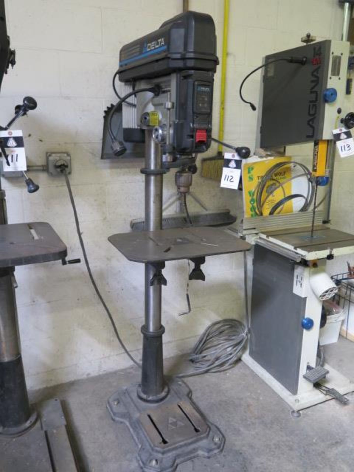 Delta 18-900L Pedestal Drill Press s/n 12J001543 2012 42-RH w/ Laser, 16-Speeds, SOLD AS IS